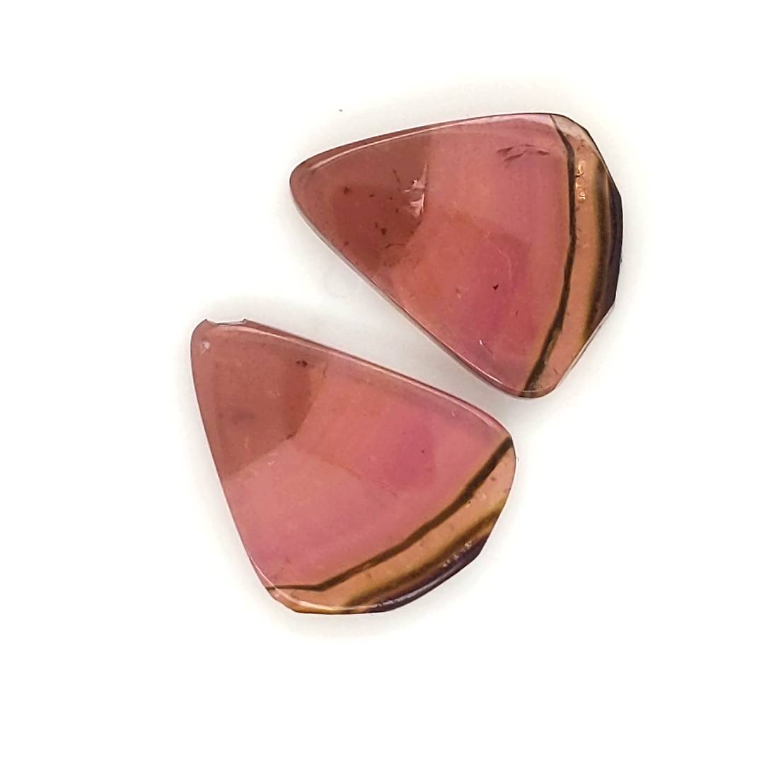 1 Pair Of Natural Watermelon Tourmaline Slice | Size:20x16mm | With Certificate - The LabradoriteKing