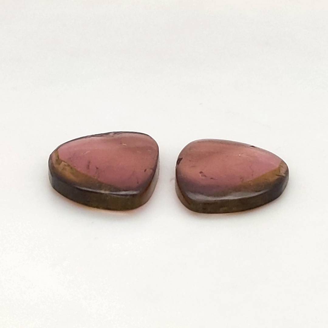 1 Pair Of Natural Watermelon Tourmaline Slice | Size:18x14mm | With Certificate - The LabradoriteKing