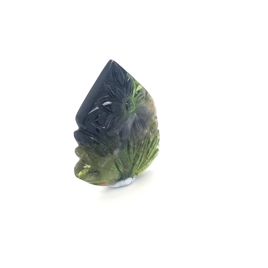 1 Pics Of Natural Flower Tourmaline Carved | Size:34X29mm | With Certificate - The LabradoriteKing