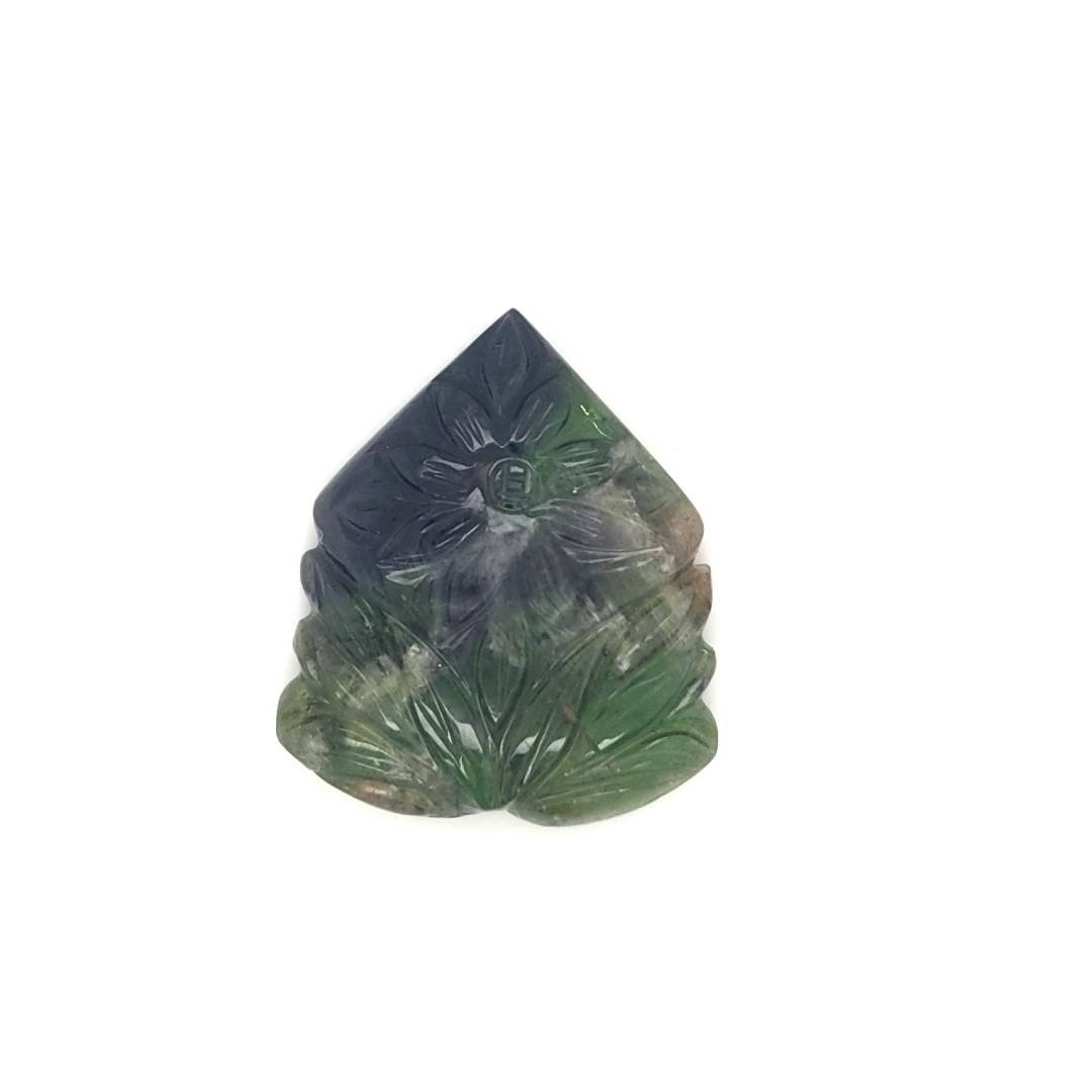 1 Pics Of Natural Flower Tourmaline Carved | Size:34X29mm | With Certificate - The LabradoriteKing