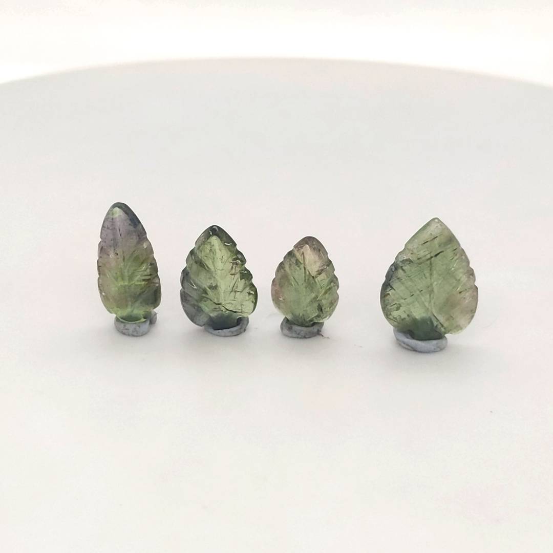 1 Pics Of Natural Leaf Tourmaline Carved | Size:26X12mm | With Certificate - The LabradoriteKing