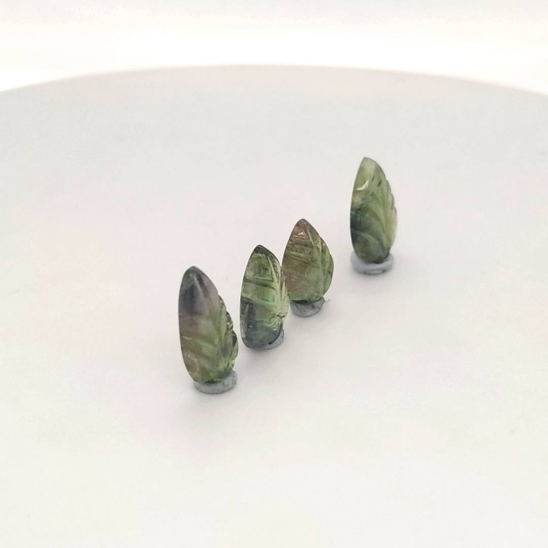 1 Pics Of Natural Leaf Tourmaline Carved | Size:26X12mm | With Certificate - The LabradoriteKing