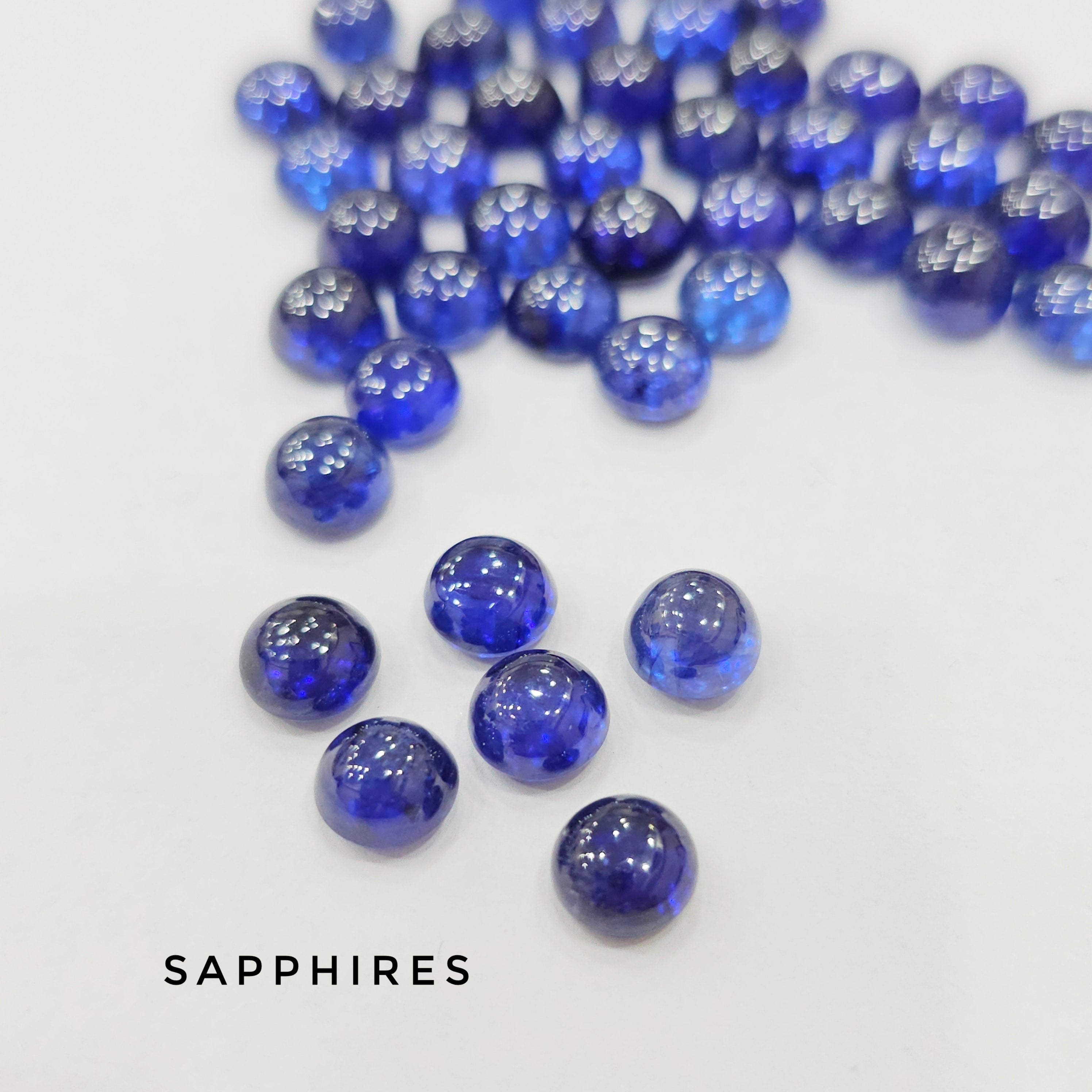 5 Pcs of Natural Sapphire Round cabs Lot | Royal Blue | 7mm - The LabradoriteKing