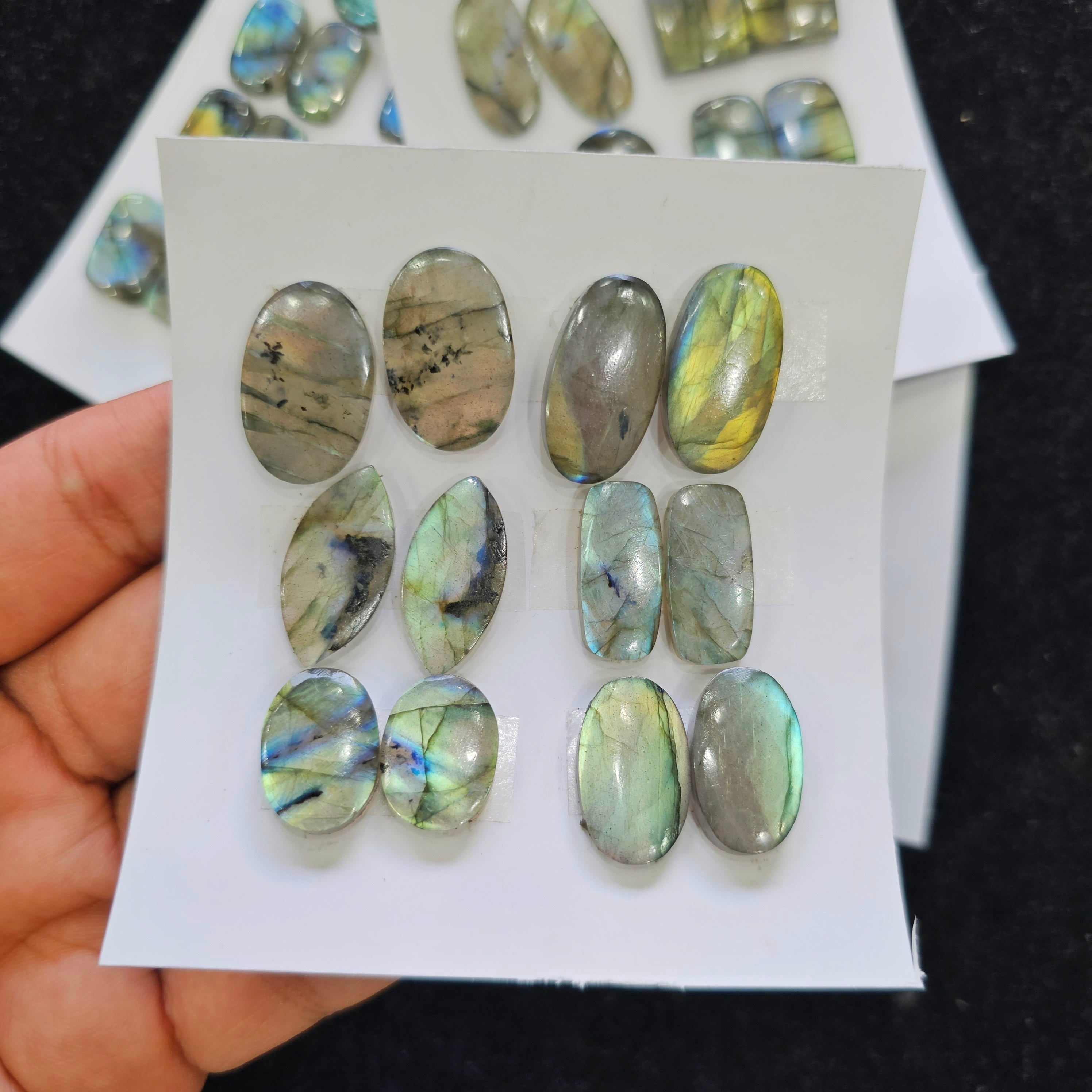 6 Pairs of Labradorite cabochons | 12-18mm - The LabradoriteKing