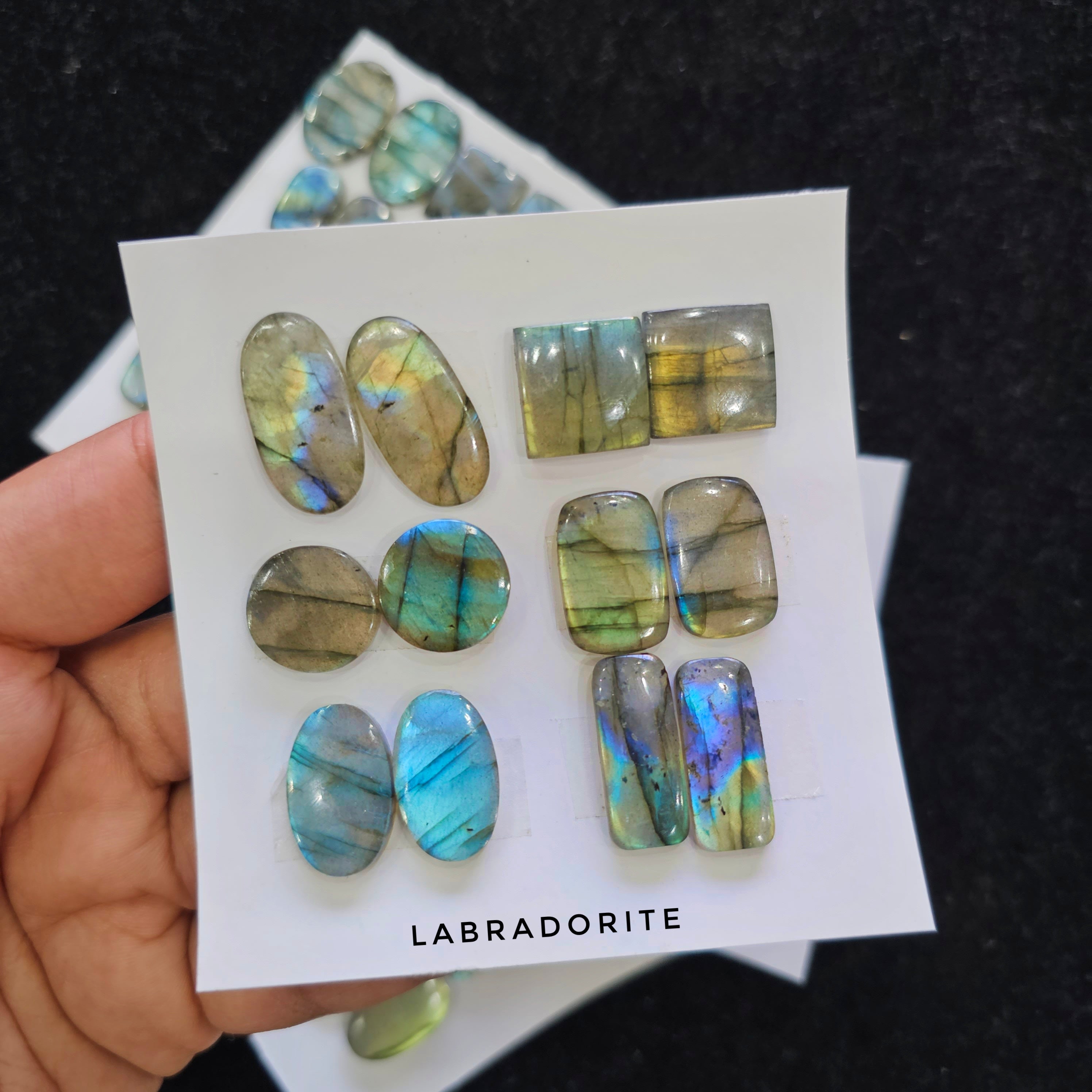 6 Pairs of Labradorite cabochons | 12-18mm - The LabradoriteKing