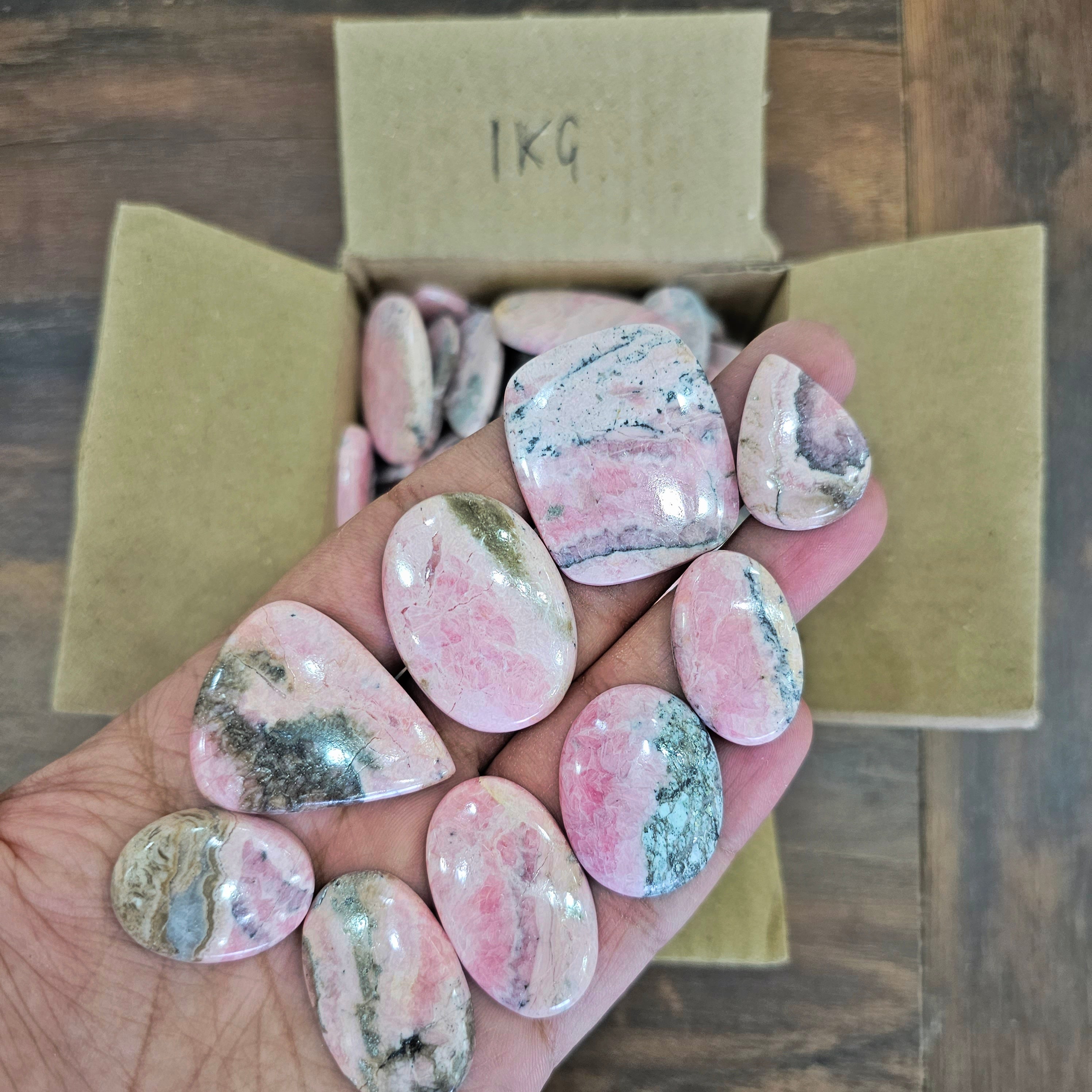 1 KG Natural Pink Rhodochrosite Cabochons | 1" Inches to 3 Inches - The LabradoriteKing