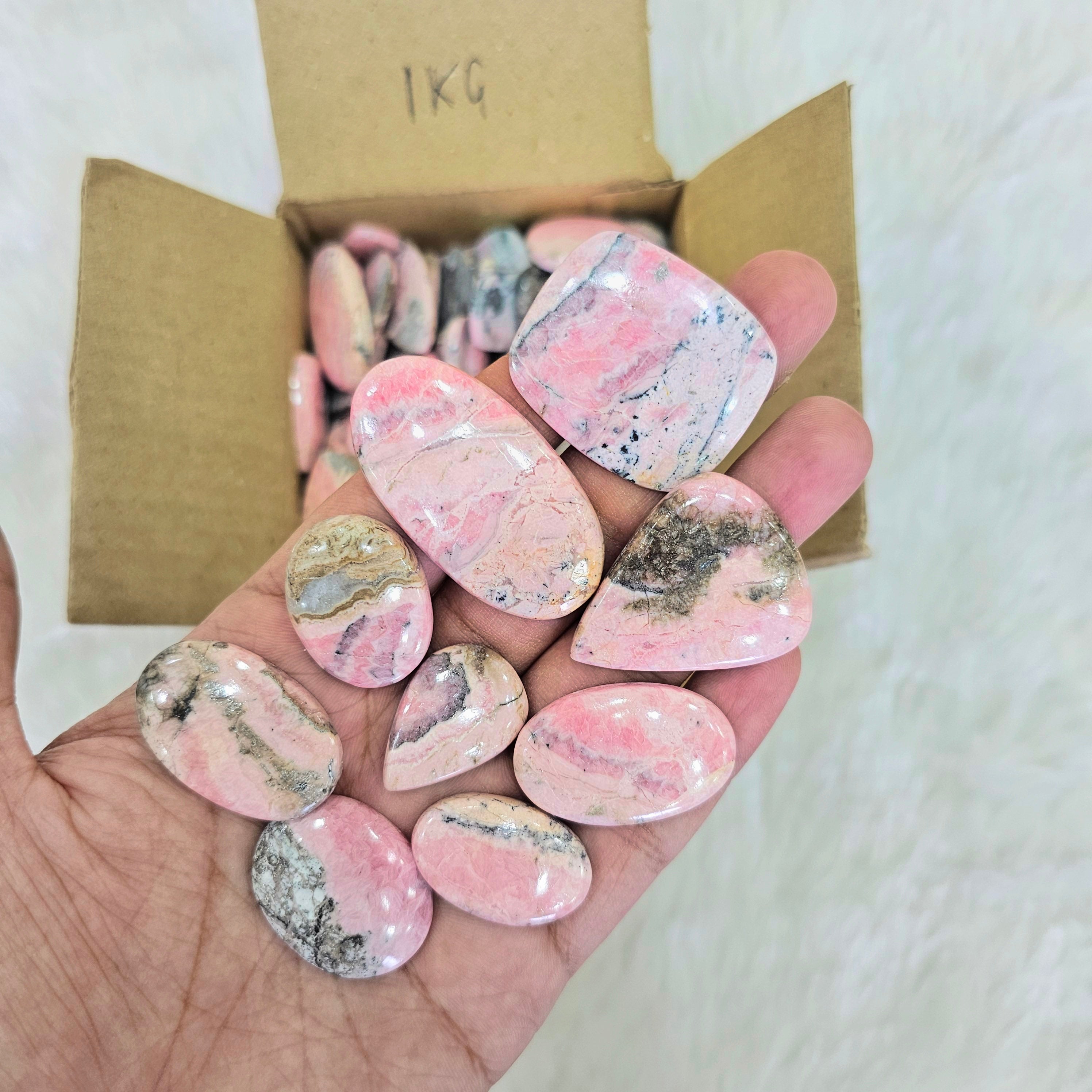 1 KG Natural Pink Rhodochrosite Cabochons | 1" Inches to 3 Inches - The LabradoriteKing