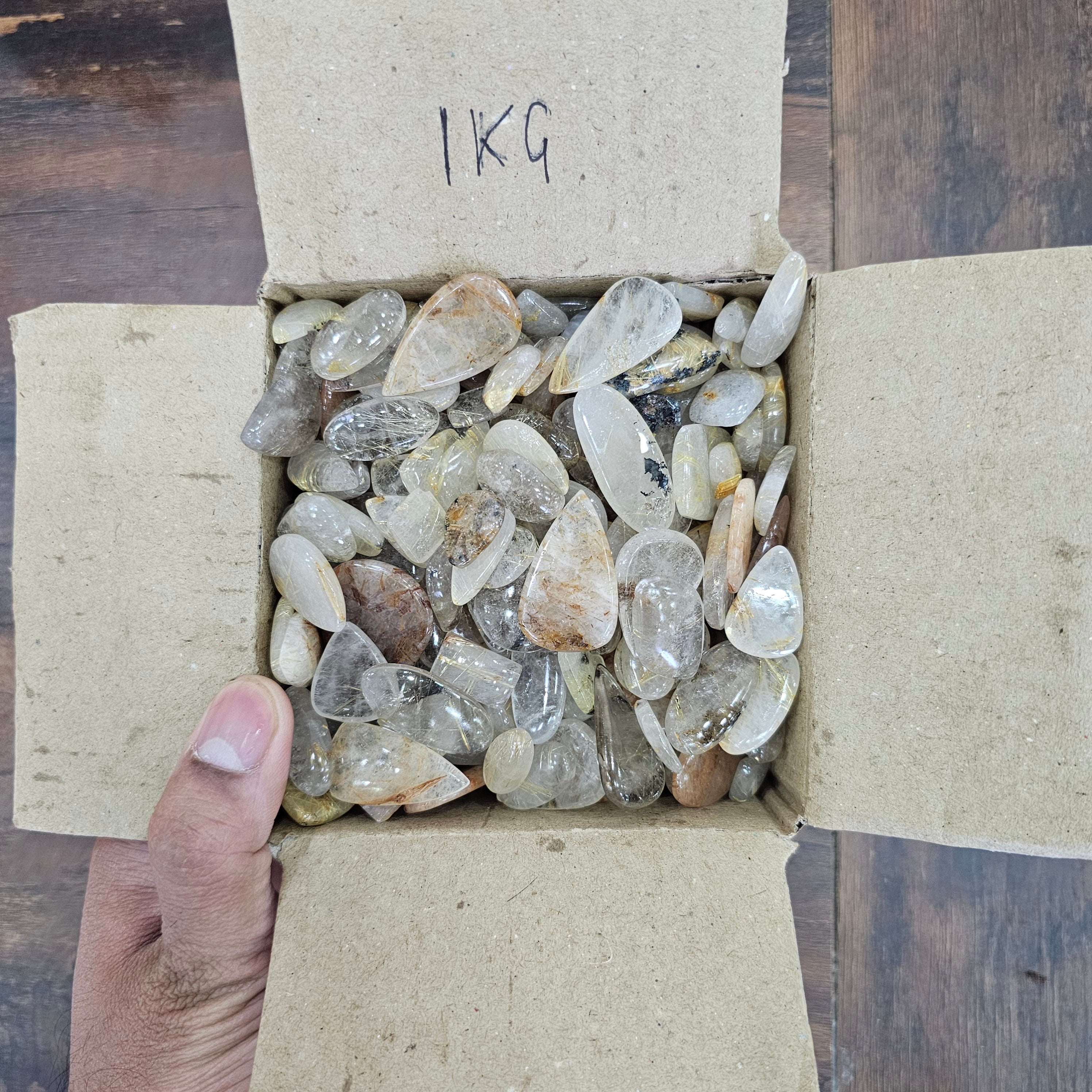 100 Pcs of Natural Rutilated Quartz | 15-30mm sizes - The LabradoriteKing