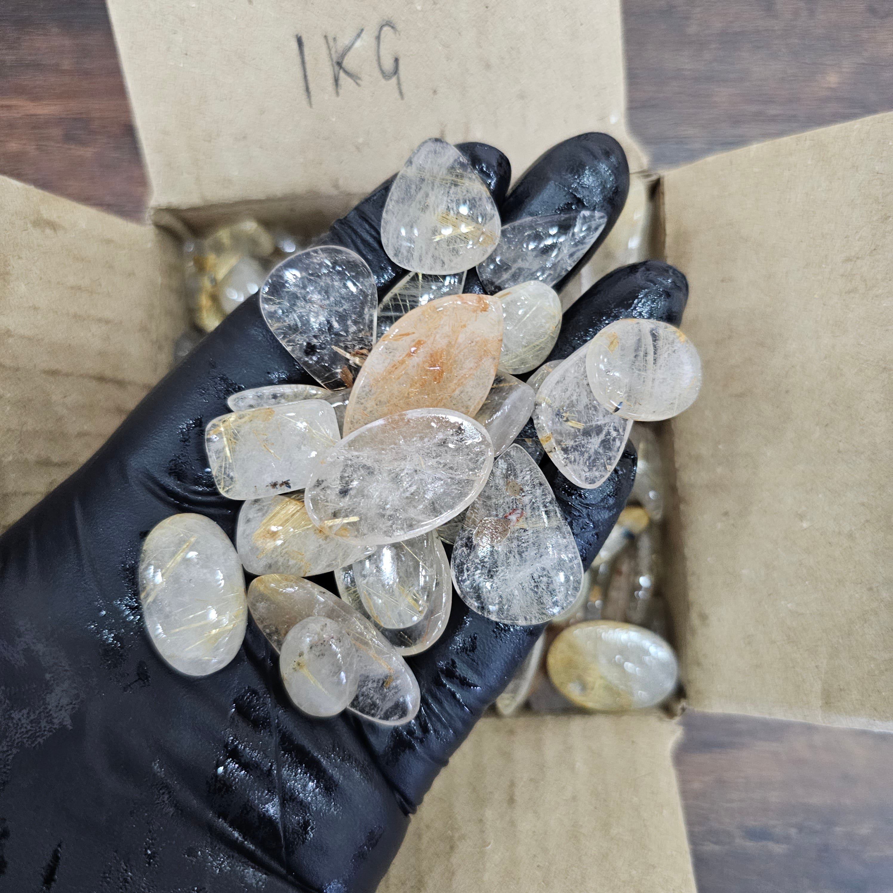 100 Pcs of Natural Rutilated Quartz | 15-30mm sizes - The LabradoriteKing