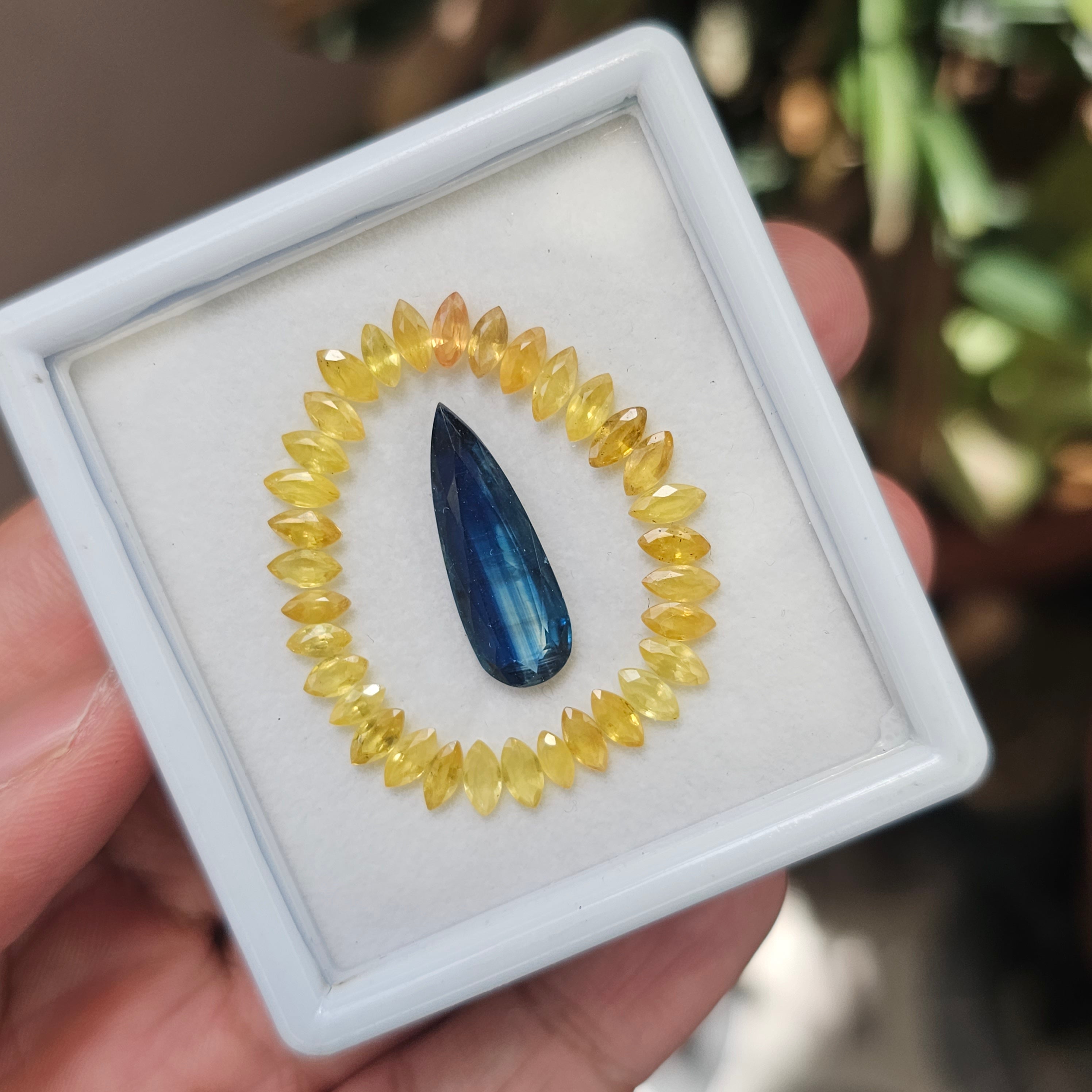 34 Pieces Natural kynite And Yellow Sapphire Faceted Gemstone Marquise Shape Size: 6-24mm - The LabradoriteKing