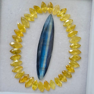 37 Pieces Natural kynite And Yellow Sapphire Faceted Gemstone Marquise Shape Size: 6-37mm - The LabradoriteKing