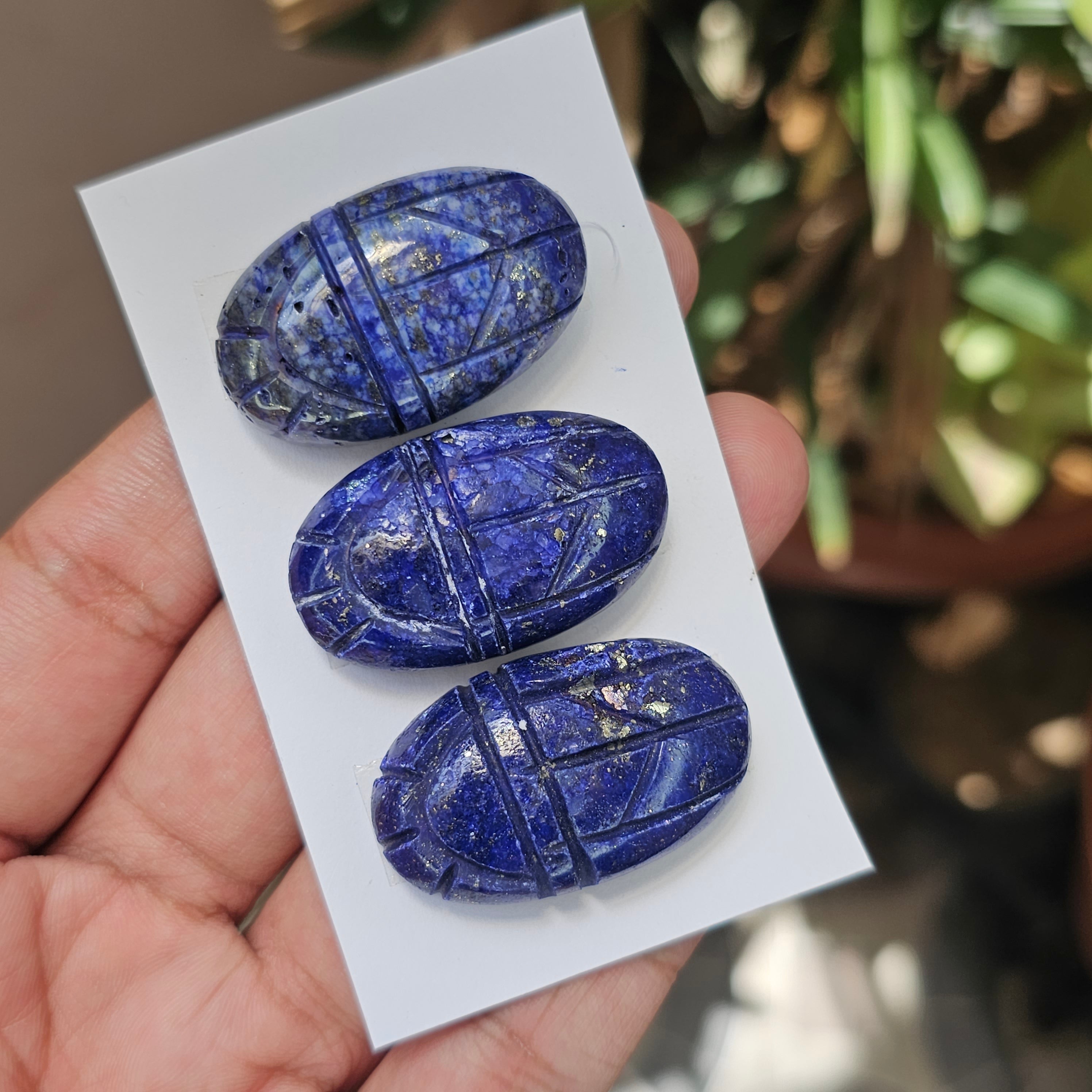 1 Card of Natural Lapis Lazuli Cabochon cut Gemstones | Oval Shape, 27x22mm Size, - The LabradoriteKing