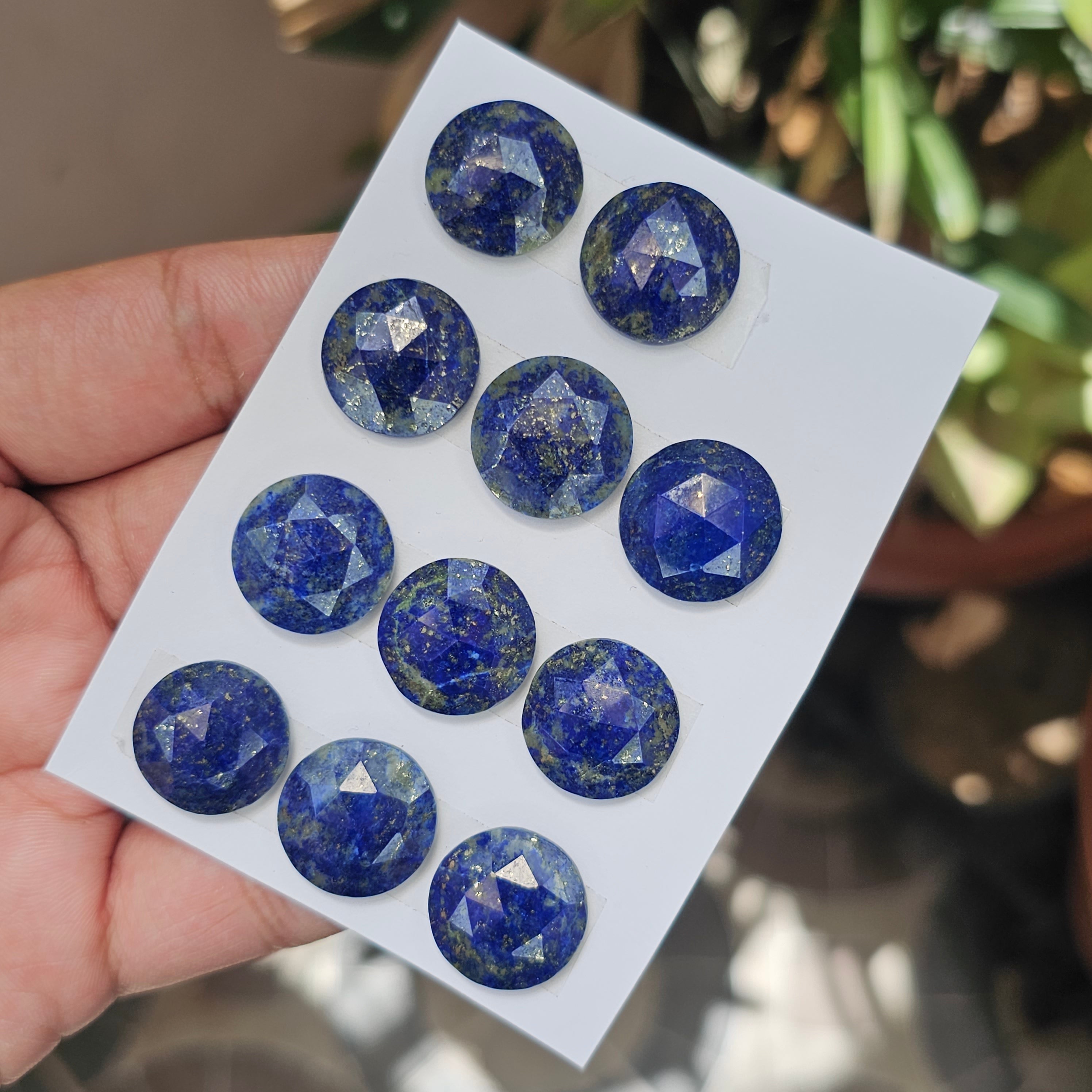 11 Pcs Natural Lapis Lazuli Rosecut Gemstones | Round Shape, 17mm Size, - The LabradoriteKing