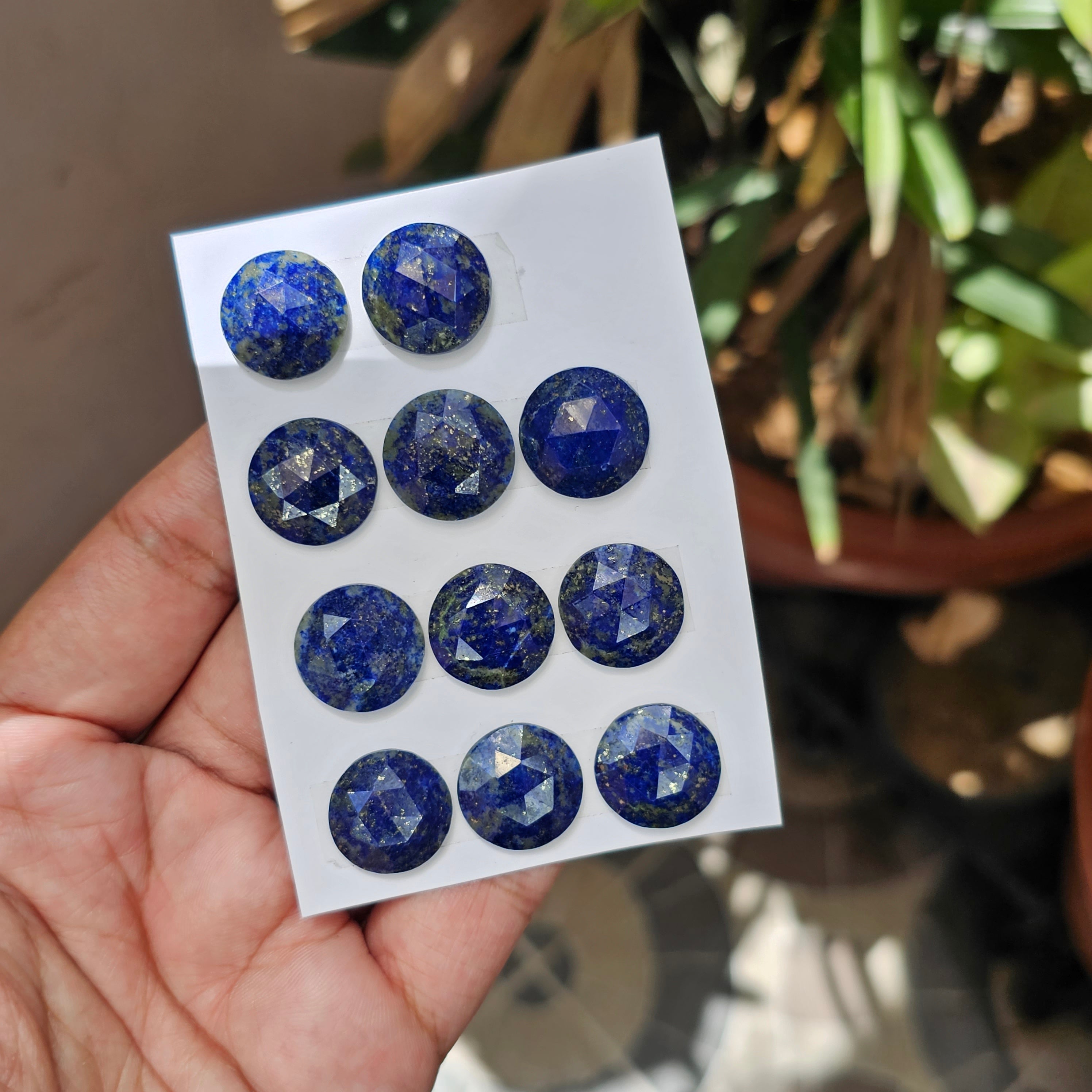 11 Pcs Natural Lapis Lazuli Rosecut Gemstones | Round Shape, 17mm Size, - The LabradoriteKing