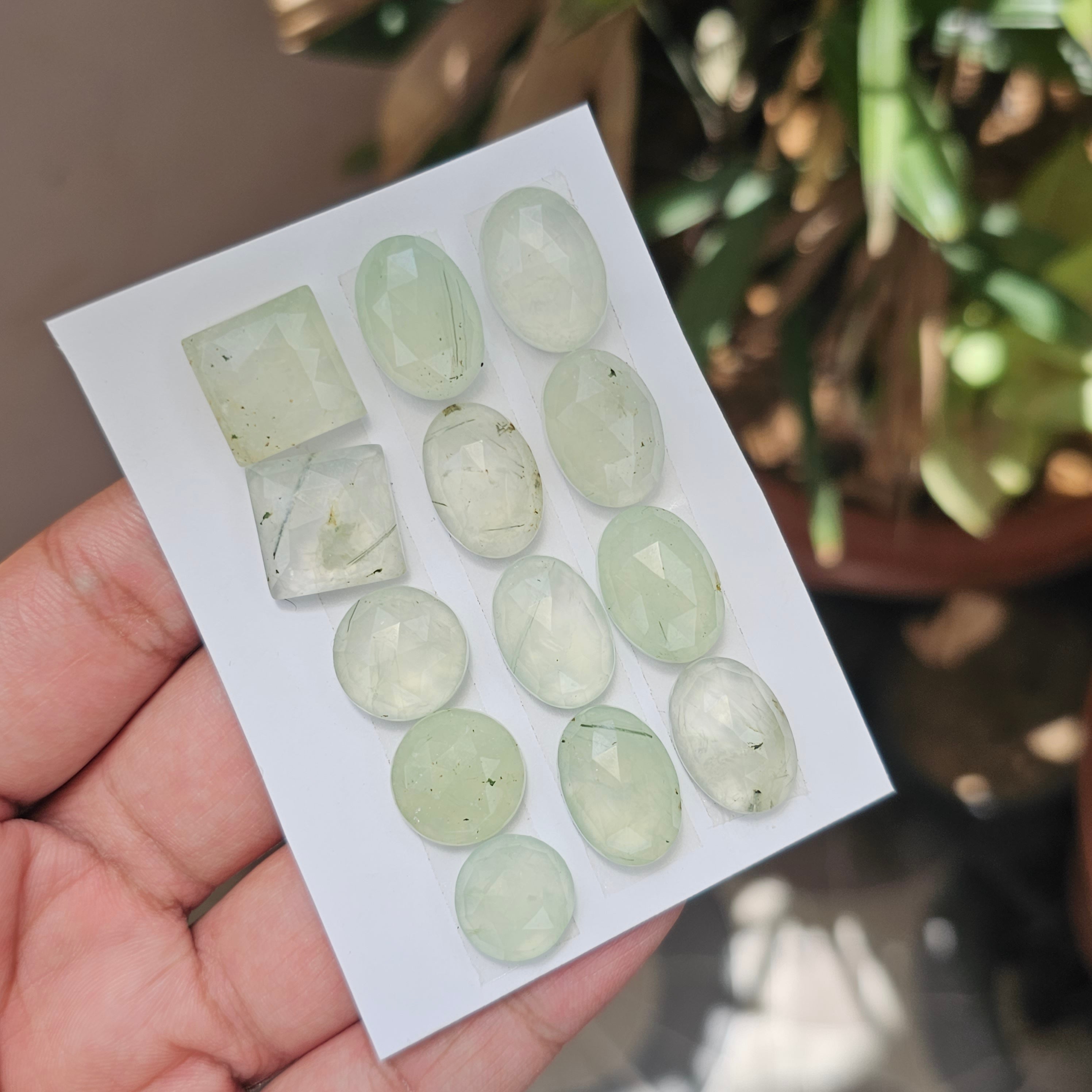 13 Pieces Natural Prehnite Rosecut Gemstone Mix Shape Size: 13-18mm - The LabradoriteKing