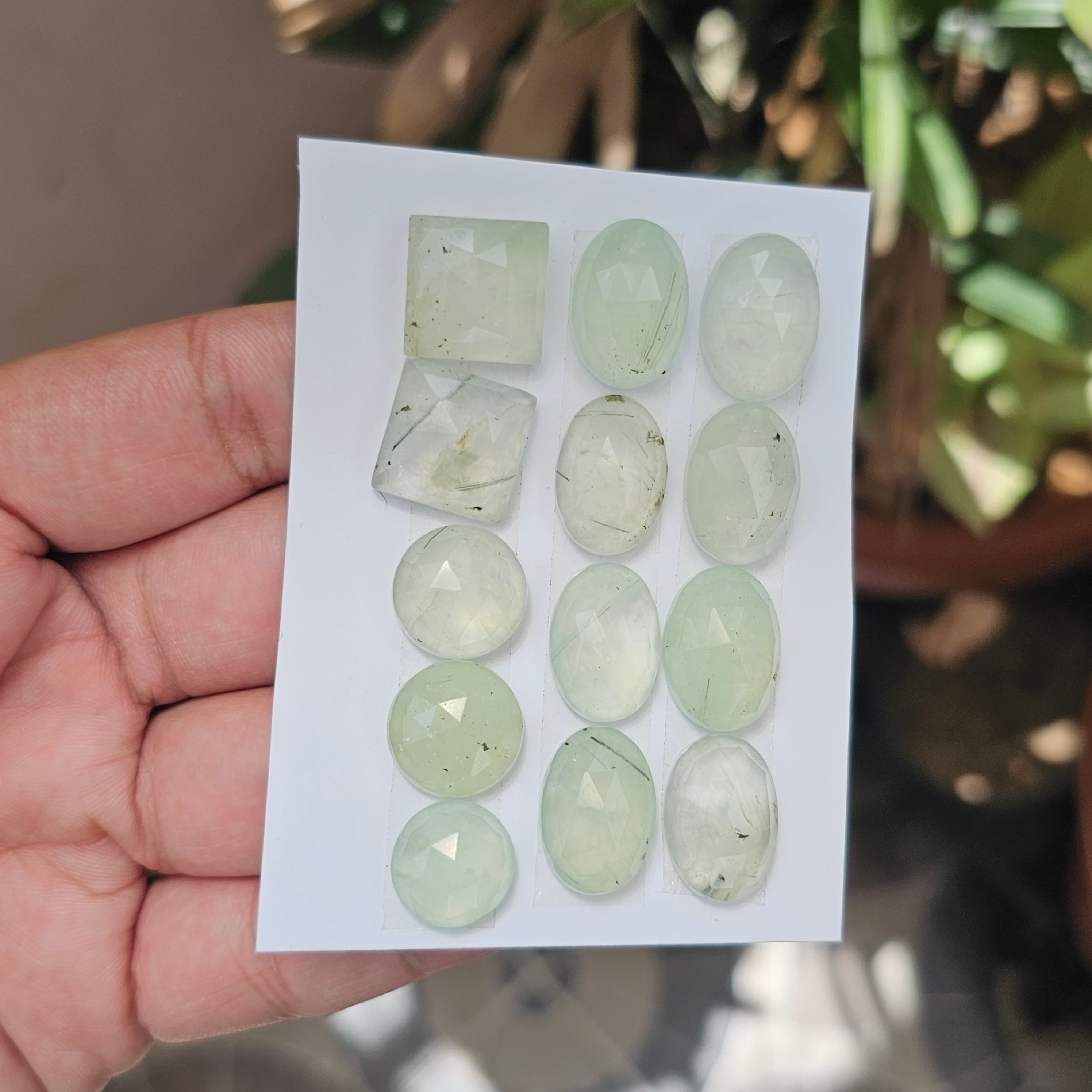 13 Pieces Natural Prehnite Rosecut Gemstone Mix Shape Size: 13-18mm - The LabradoriteKing