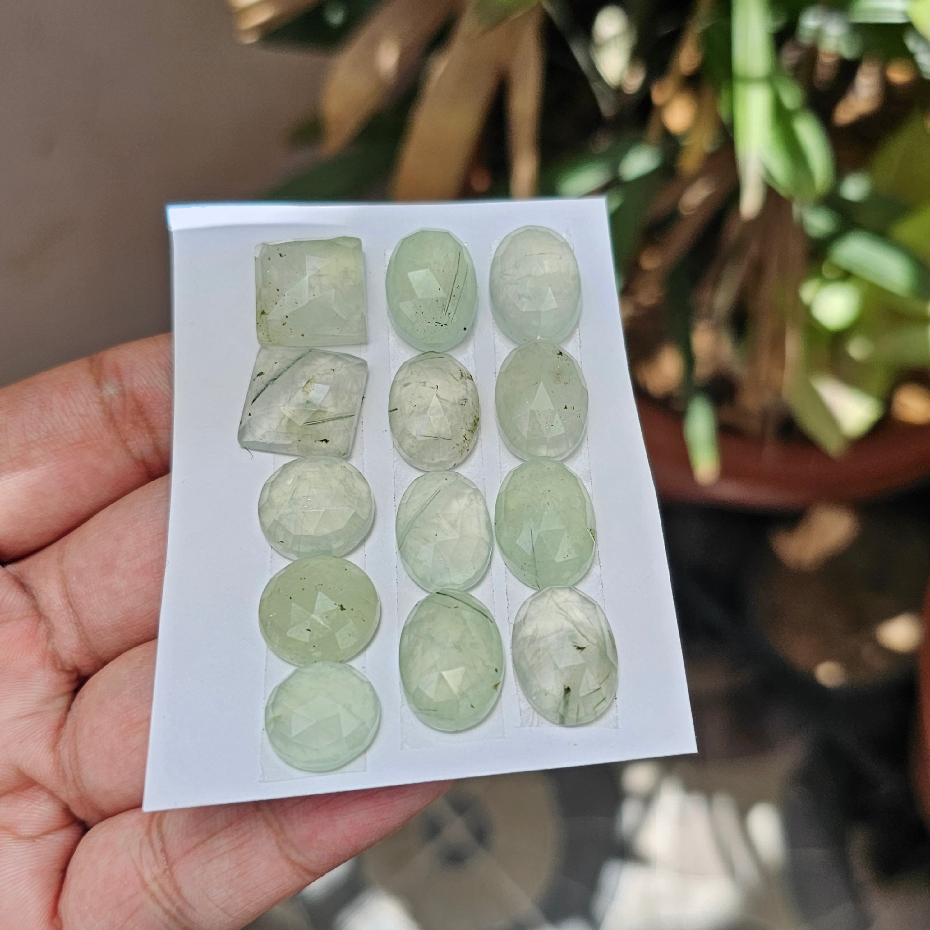 13 Pieces Natural Prehnite Rosecut Gemstone Mix Shape Size: 13-18mm - The LabradoriteKing