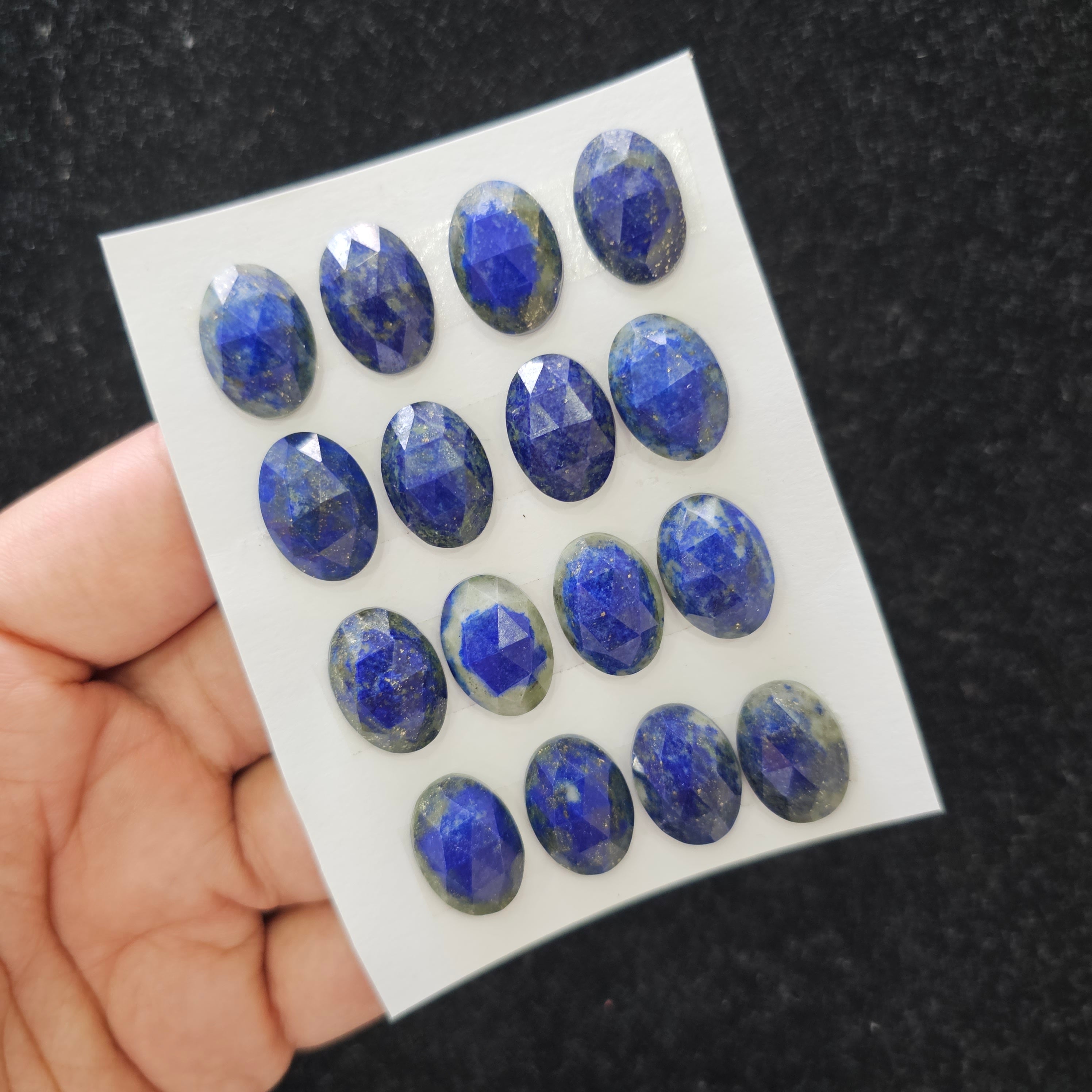 32 Pieces Natural Lapis Lazuli Rosecut Gemstones | Oval Shape, 18x13mm Size, - The LabradoriteKing