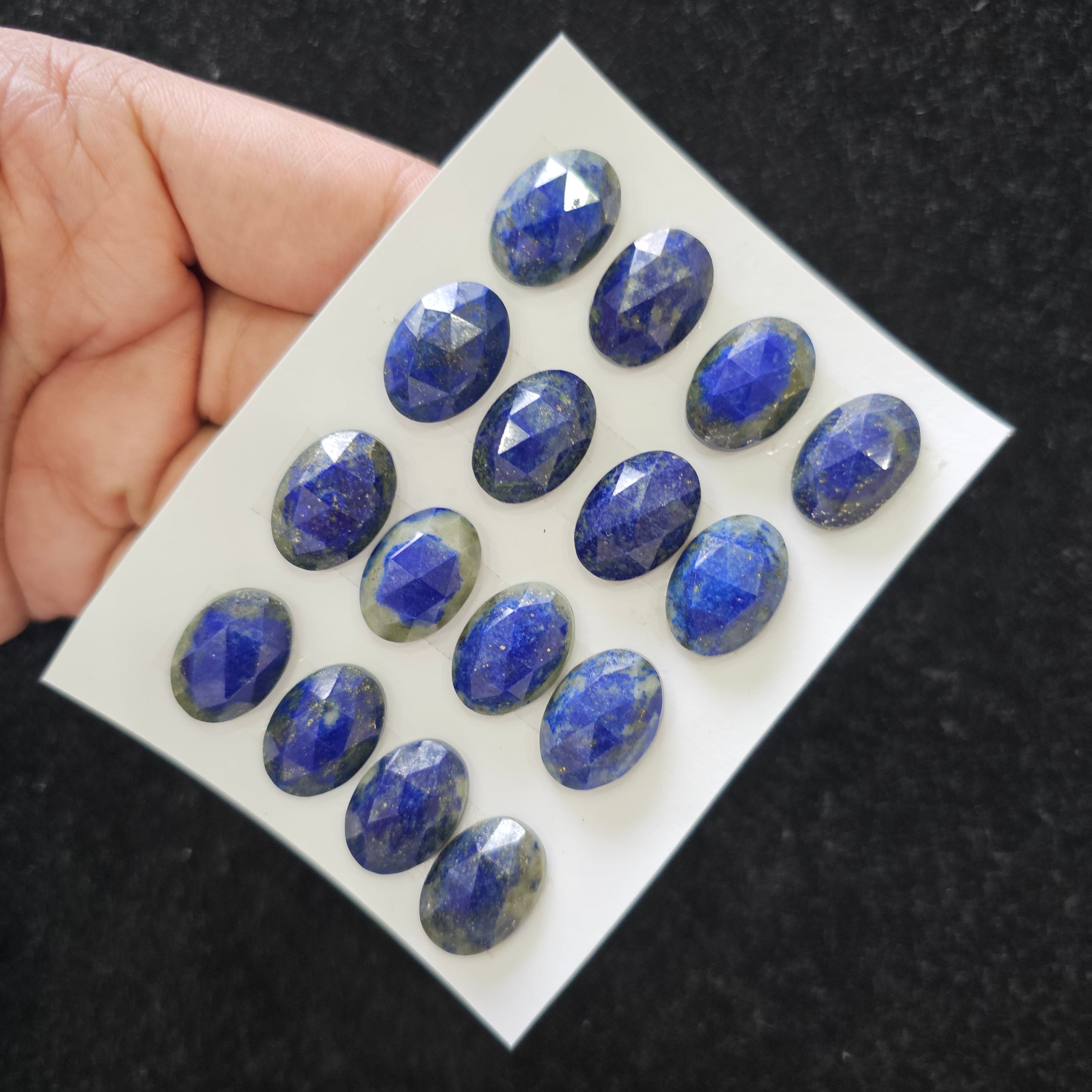 32 Pieces Natural Lapis Lazuli Rosecut Gemstones | Oval Shape, 18x13mm Size, - The LabradoriteKing