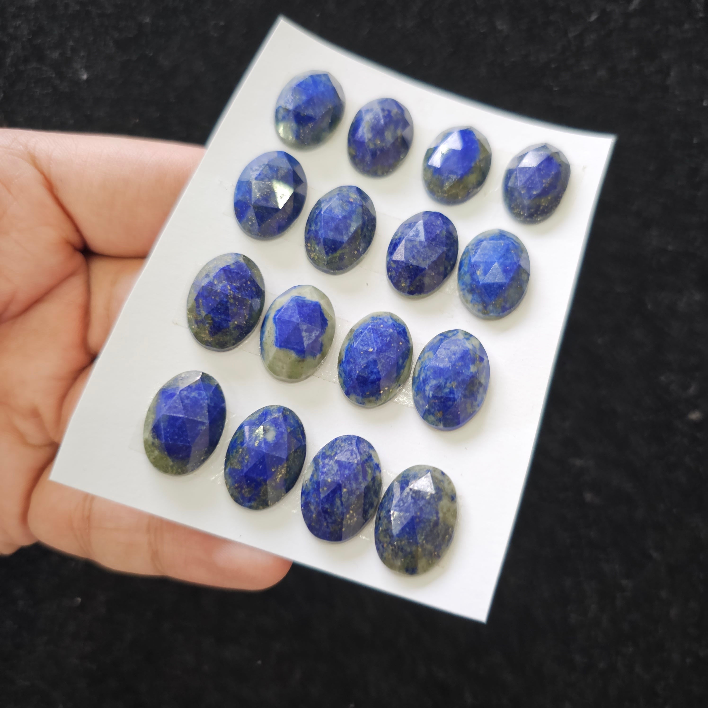 32 Pieces Natural Lapis Lazuli Rosecut Gemstones | Oval Shape, 18x13mm Size, - The LabradoriteKing