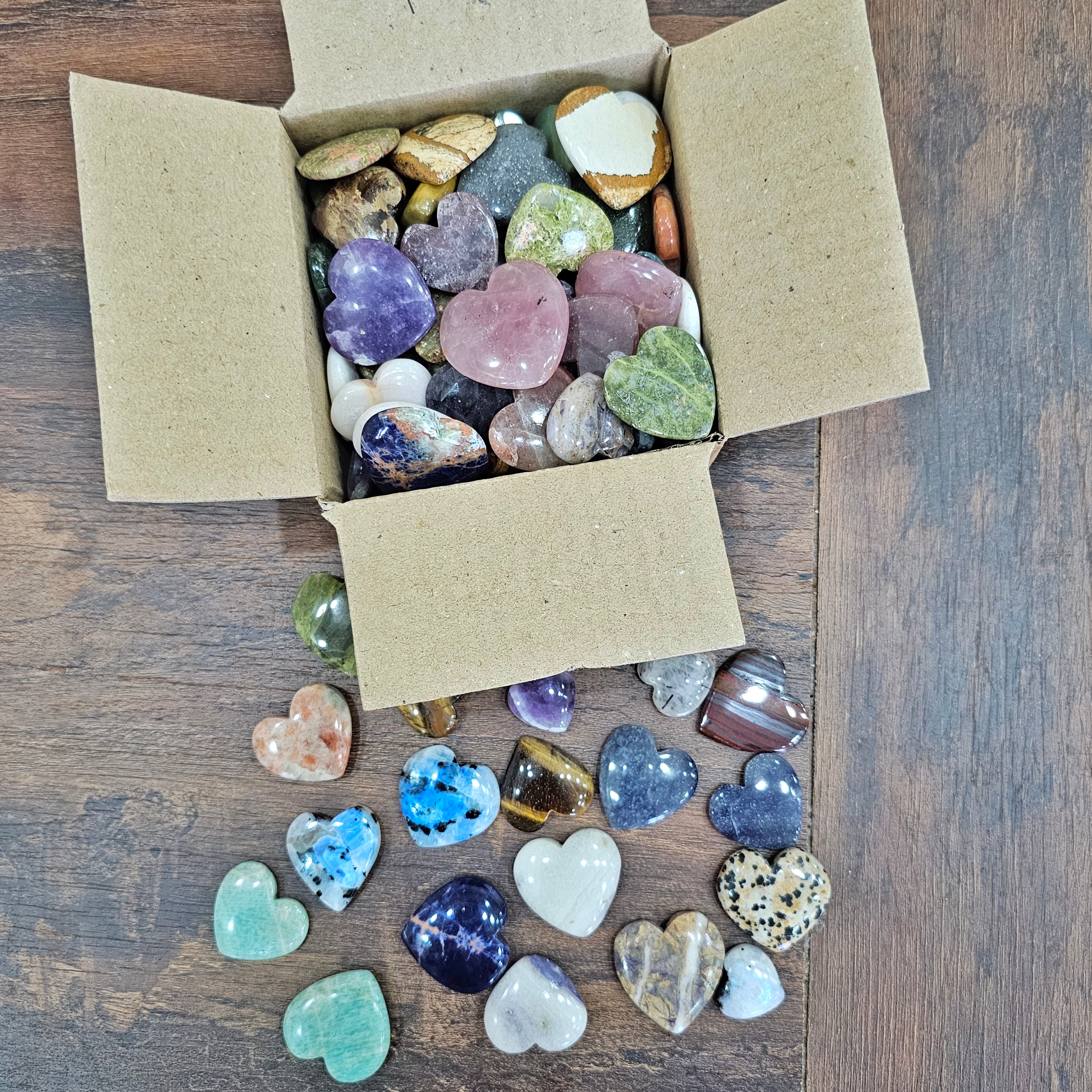 50 Pcs assortment of Crystal Hearts | 1"Inches - 2" Inches | High Polished hearts - The LabradoriteKing