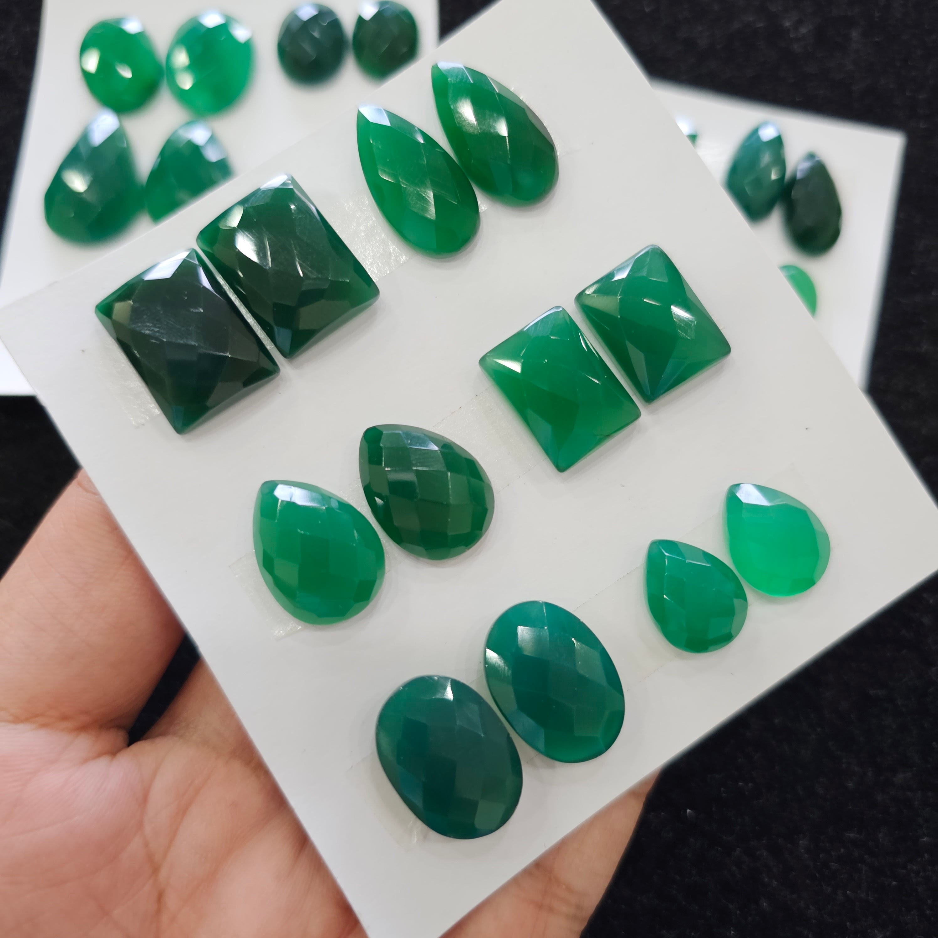 1 Card Natural Green Onyx Rosecut Gemstones  | Mix Shape, 16-30mm Size, - The LabradoriteKing