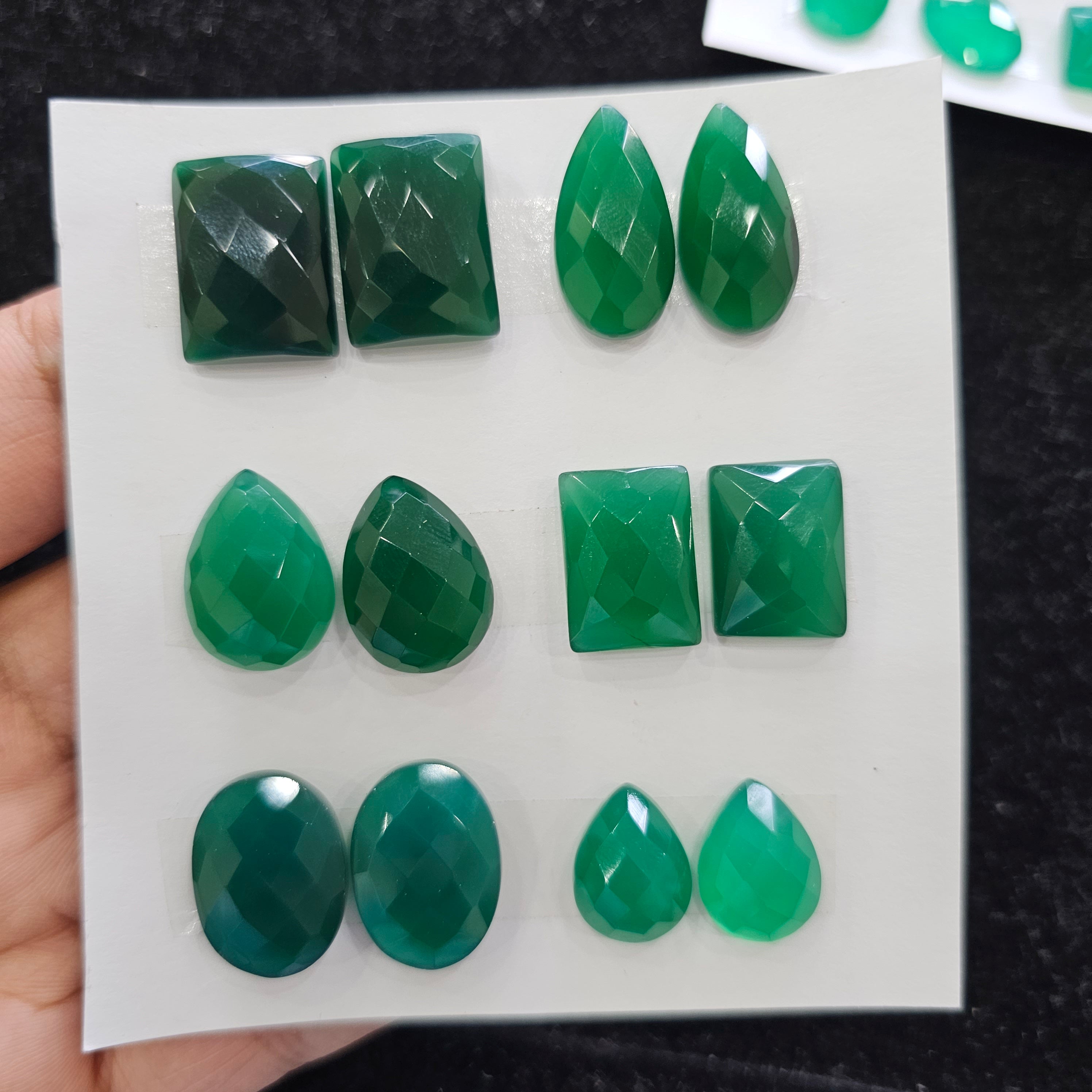 1 Card Natural Green Onyx Rosecut Gemstones  | Mix Shape, 16-30mm Size, - The LabradoriteKing