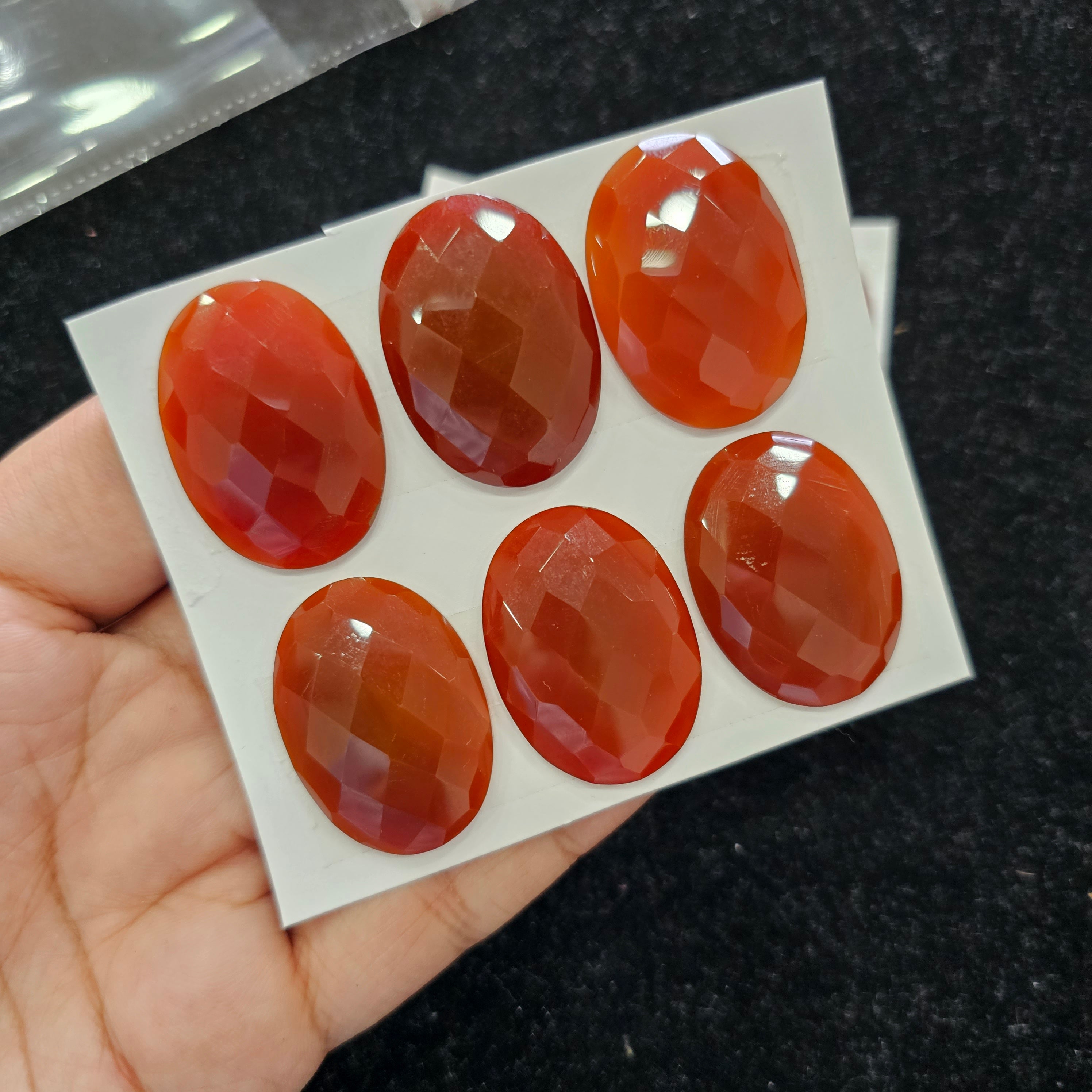 1 Card Natural Red Onyx Rosecut Gemstone  | Oval Shape, 35x19m Size, - The LabradoriteKing