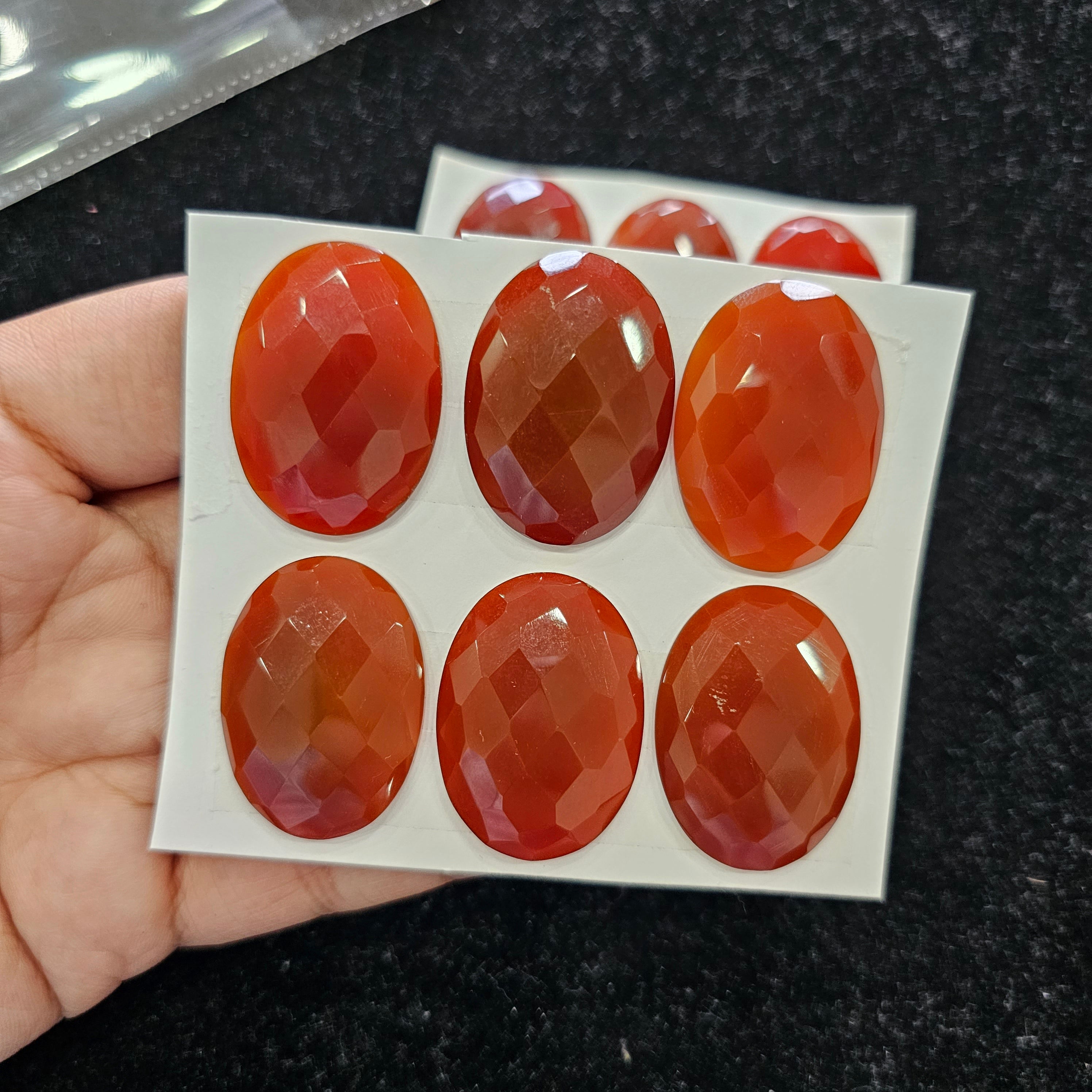 1 Card Natural Red Onyx Rosecut Gemstone  | Oval Shape, 35x19m Size, - The LabradoriteKing