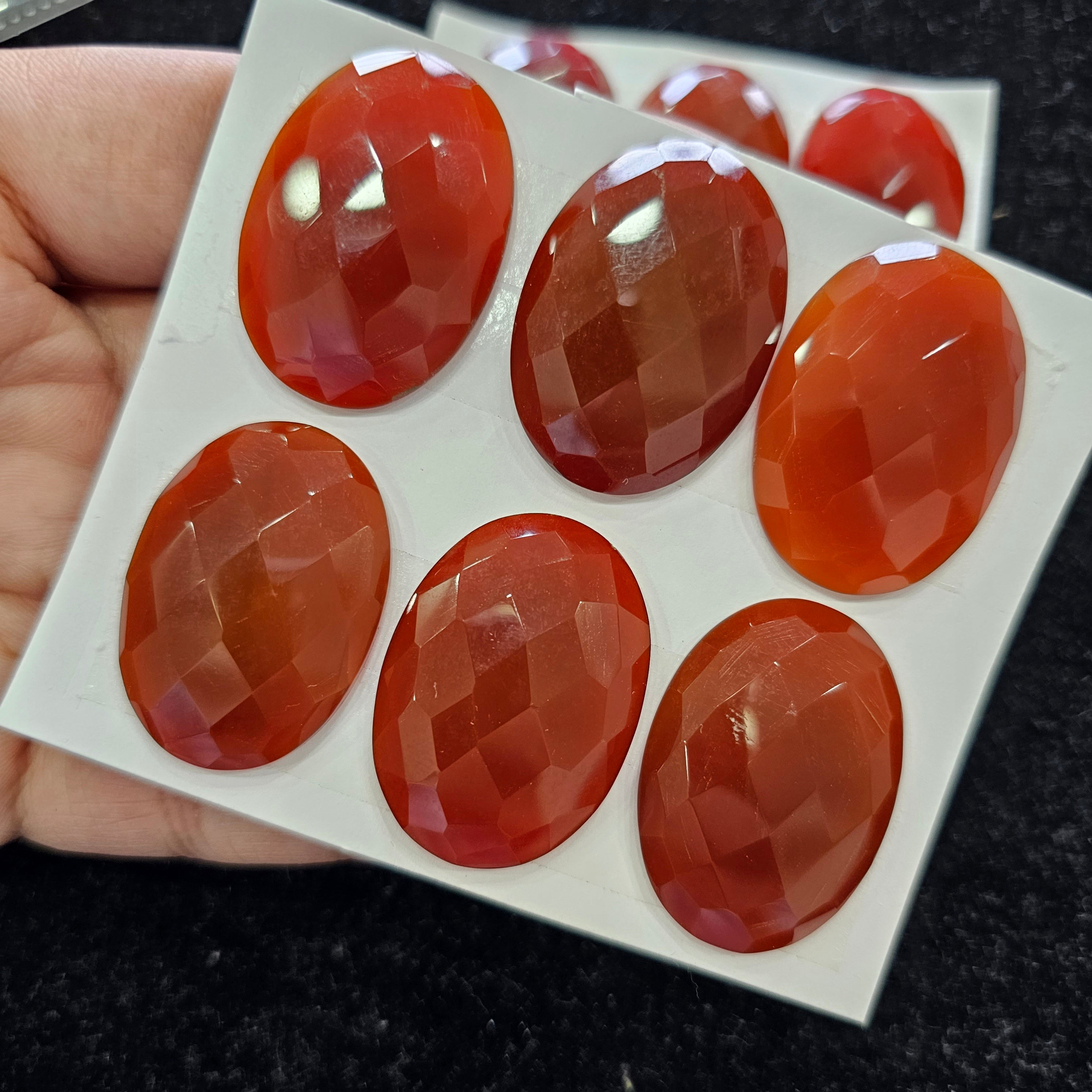 1 Card Natural Red Onyx Rosecut Gemstone  | Oval Shape, 35x19m Size, - The LabradoriteKing