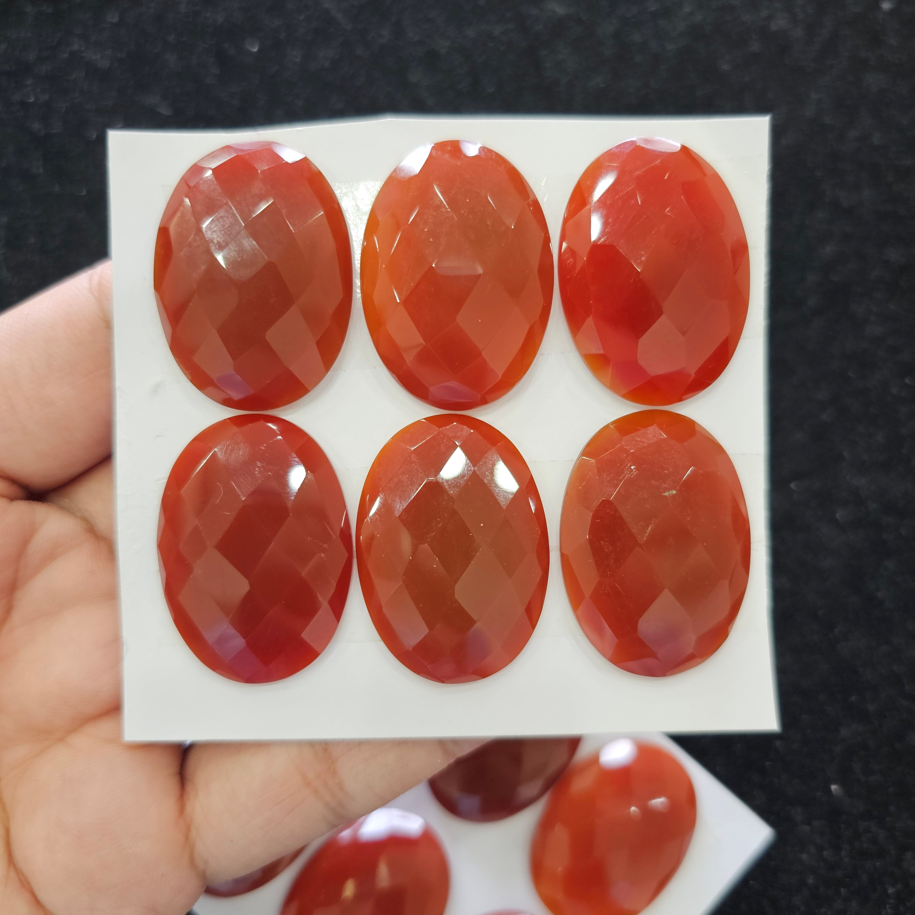 1 Card Natural Red Onyx Rosecut Gemstone  | Oval Shape, 35x19m Size, - The LabradoriteKing