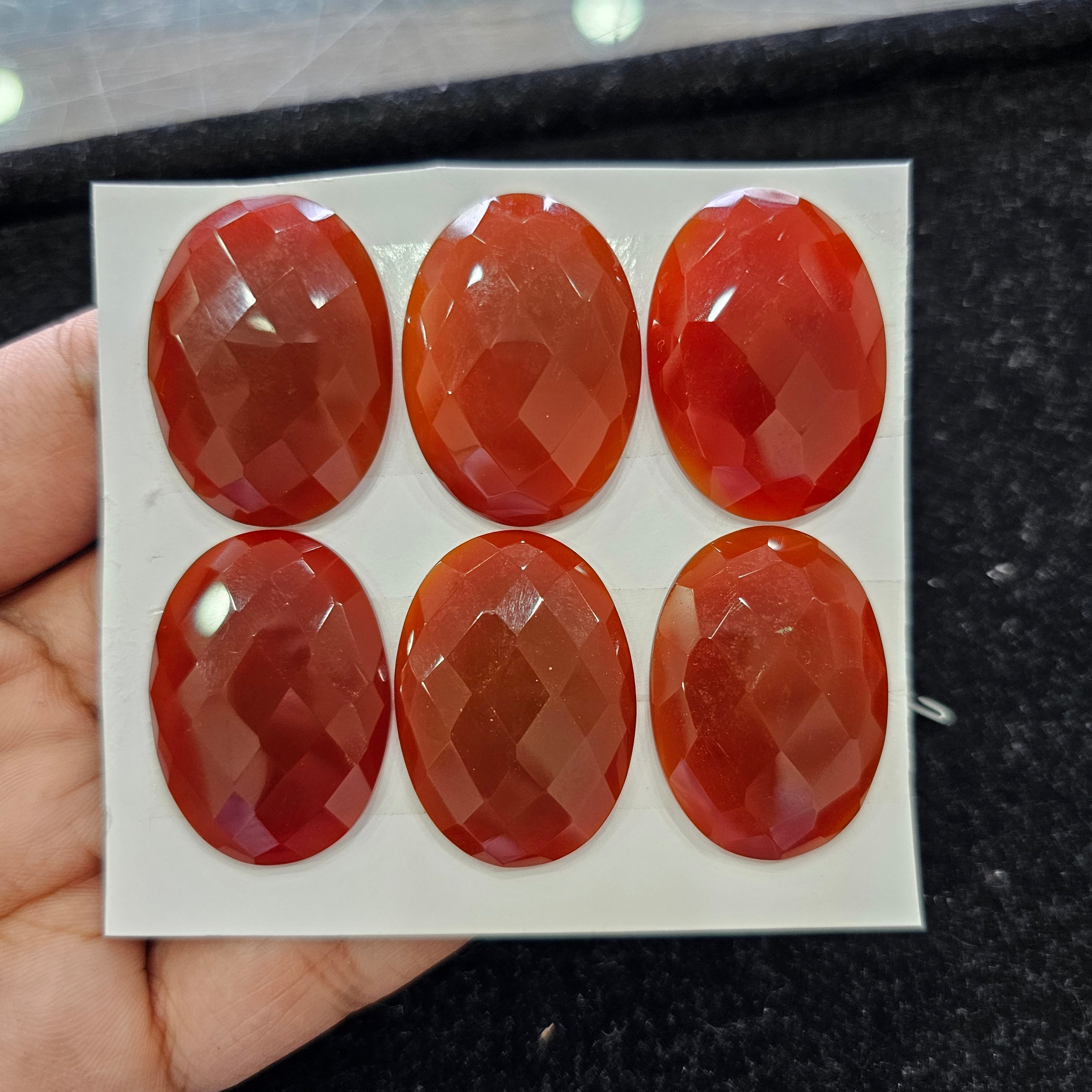 1 Card Natural Red Onyx Rosecut Gemstone  | Oval Shape, 35x19m Size, - The LabradoriteKing