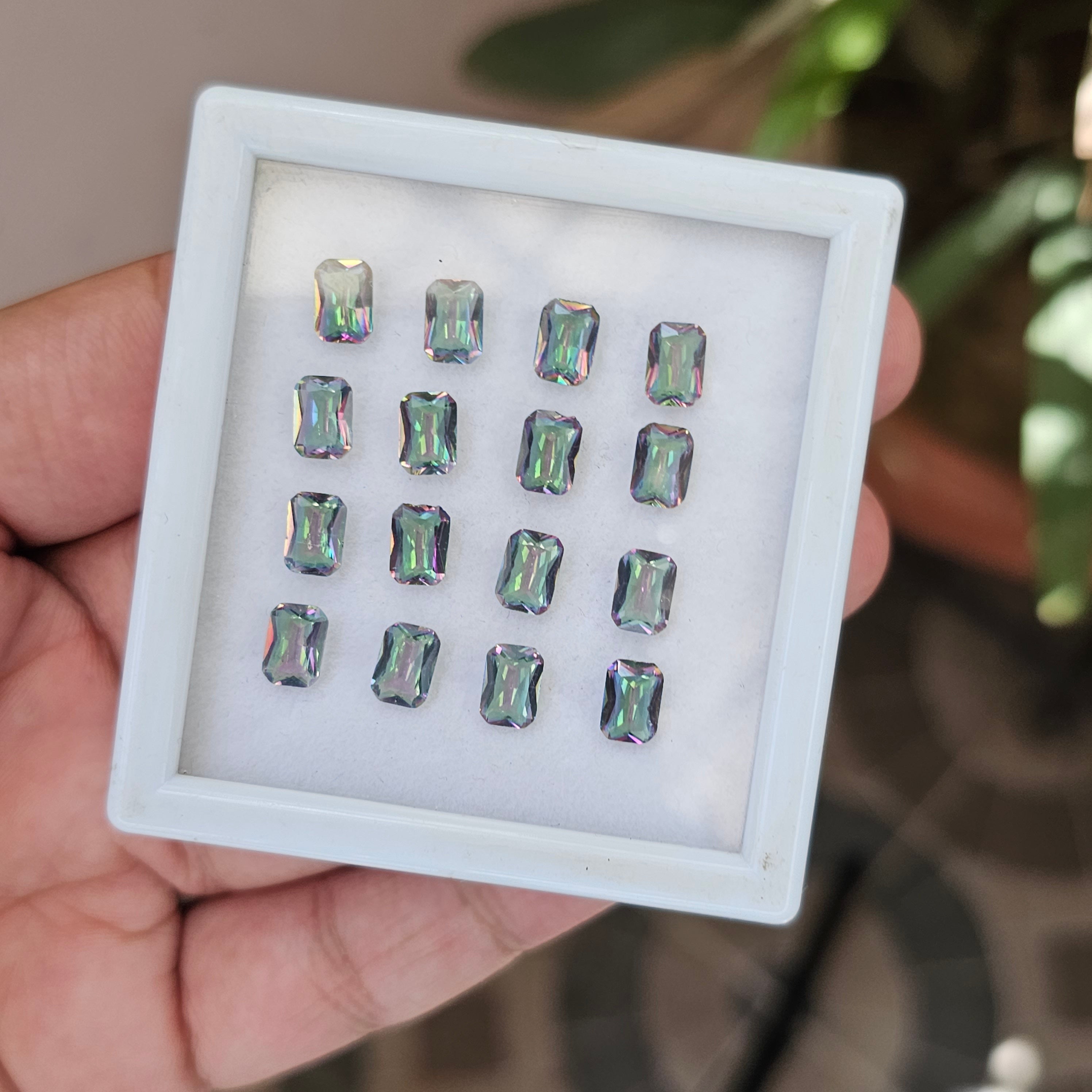 16 Pieces Natural Mystic Faceted Gemstones Rectangle Shape I Size: 7x5mm - The LabradoriteKing