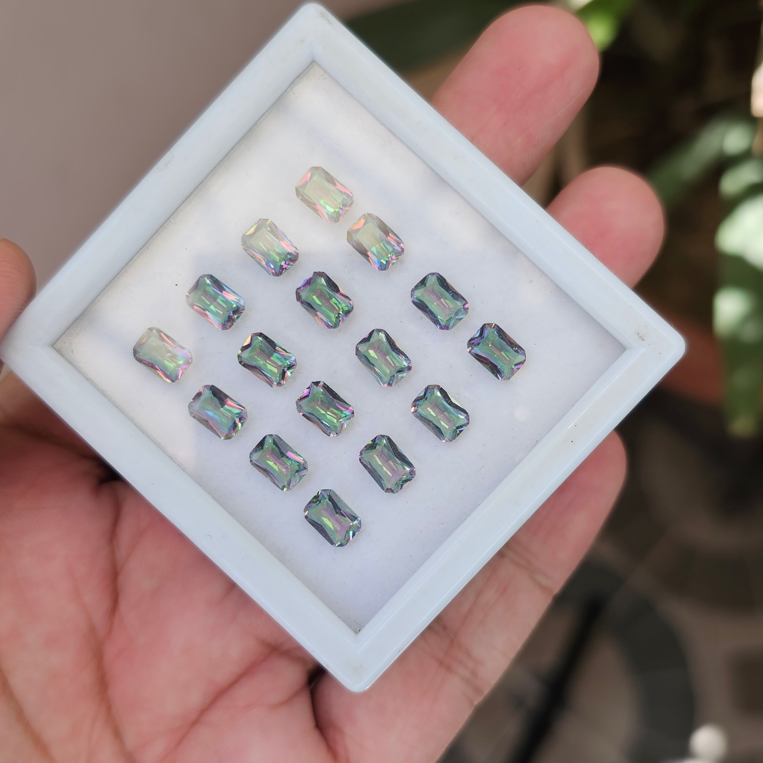 16 Pieces Natural Mystic Faceted Gemstones Rectangle Shape I Size: 7x5mm - The LabradoriteKing