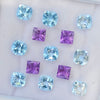 13 Pieces Natural Blue Topaz And Amethyst Faceted Gemstones Square Shape Size: 6mm to 7mm - The LabradoriteKing