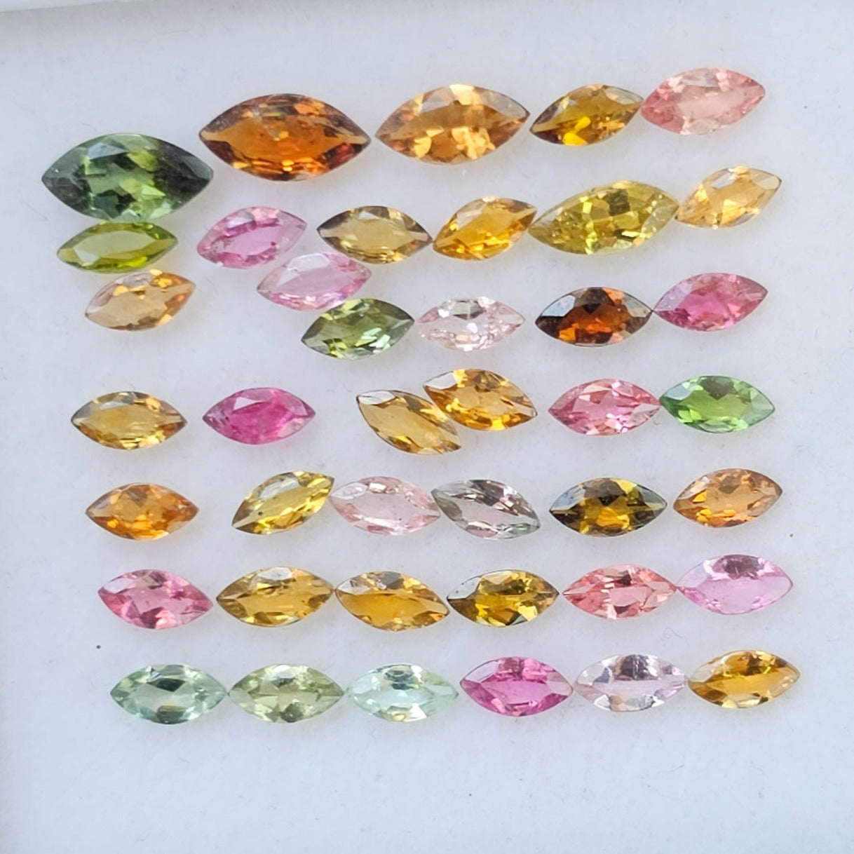 41 Pcs Natural Multi Tourmaline Faceted Gemstones Marquise I Size 3-5mm - The LabradoriteKing