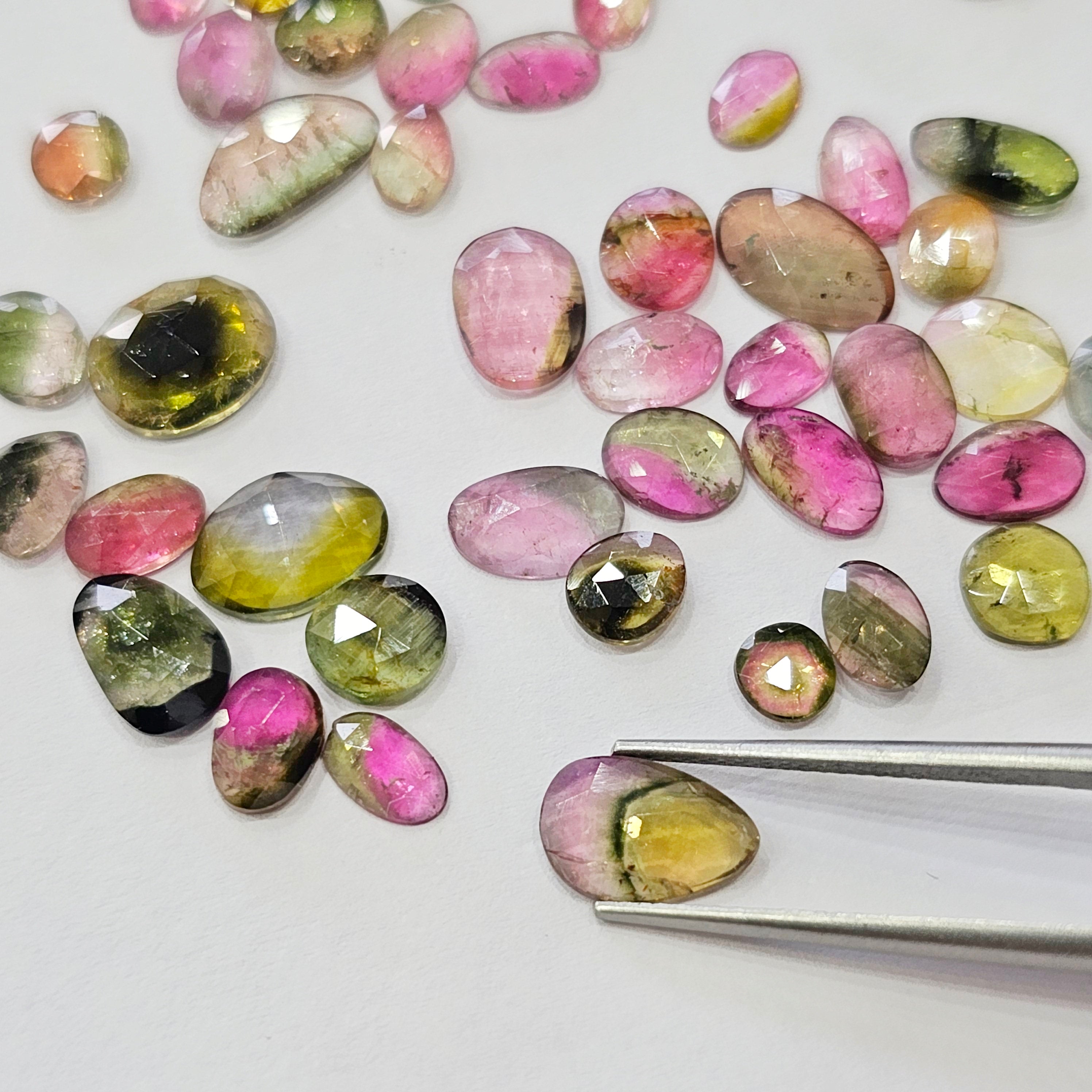 20 Pcs of Bi color Tourmaline Rosecuts | 5-8mm - The LabradoriteKing