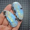 Load image into Gallery viewer, 1 Pair Natural White Rainbow Cabochon Gemstone Fancy Shape: 62x27mm - The LabradoriteKing