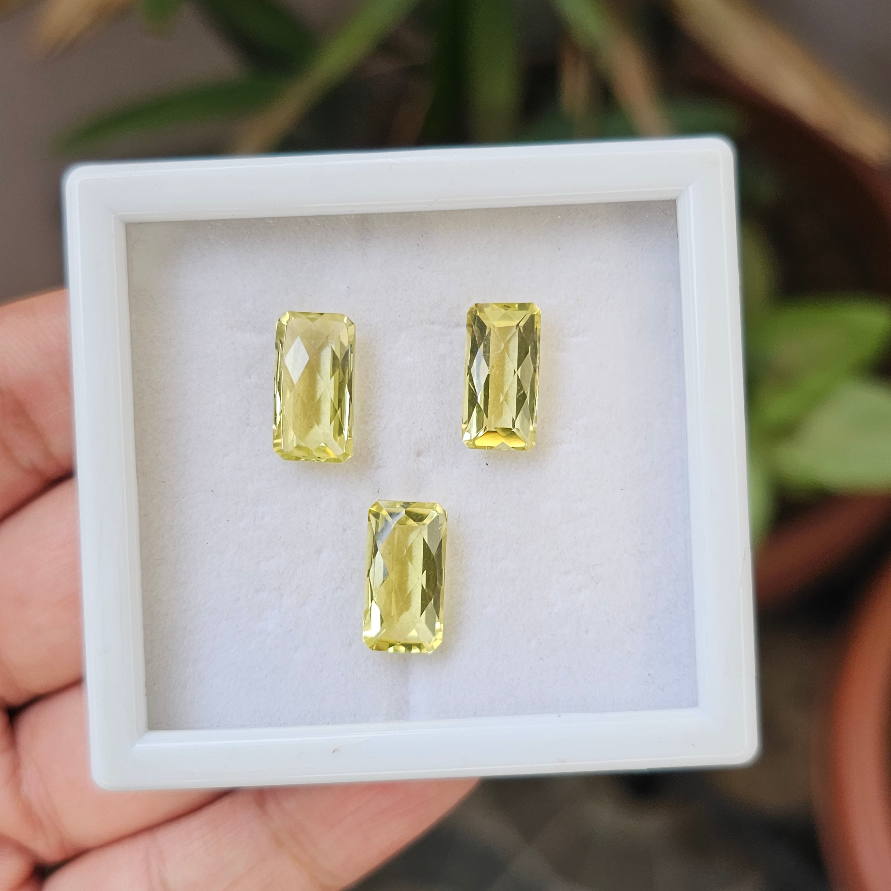 3 Pcs Natural Lemon Quatz Set Rectangle Shape: 14-8mm - The LabradoriteKing