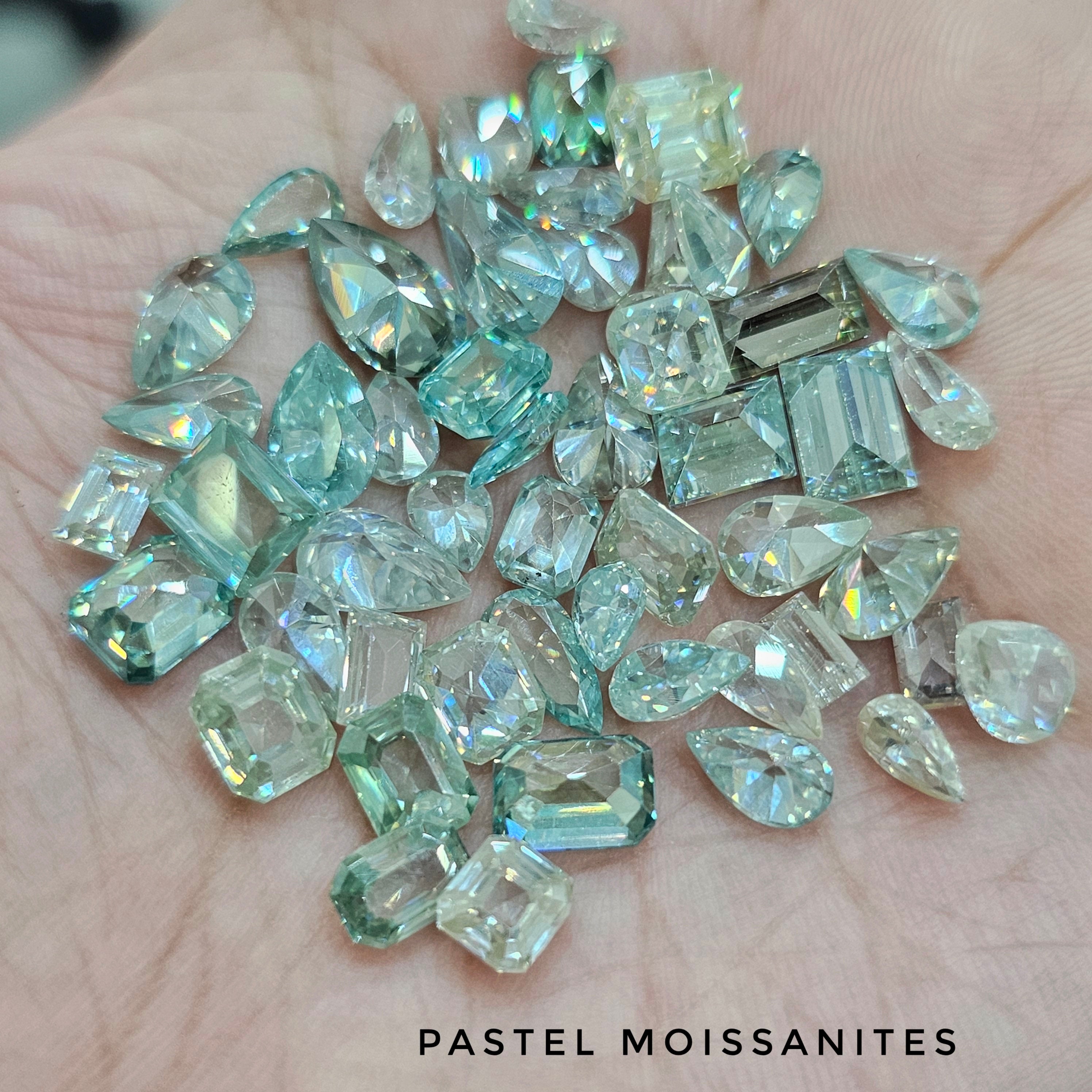 5 Pcs of Moissanites Pastel Colours | 7-9mm | Mix Shapes in VVS - The LabradoriteKing