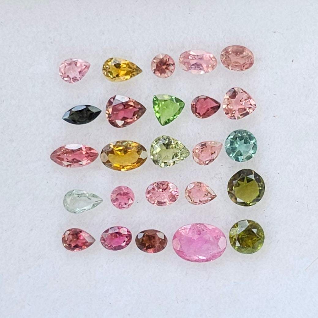 48 Pcs Natural Tourmaline Faceted Gemstone Mix Shape | 2-7mm - The LabradoriteKing