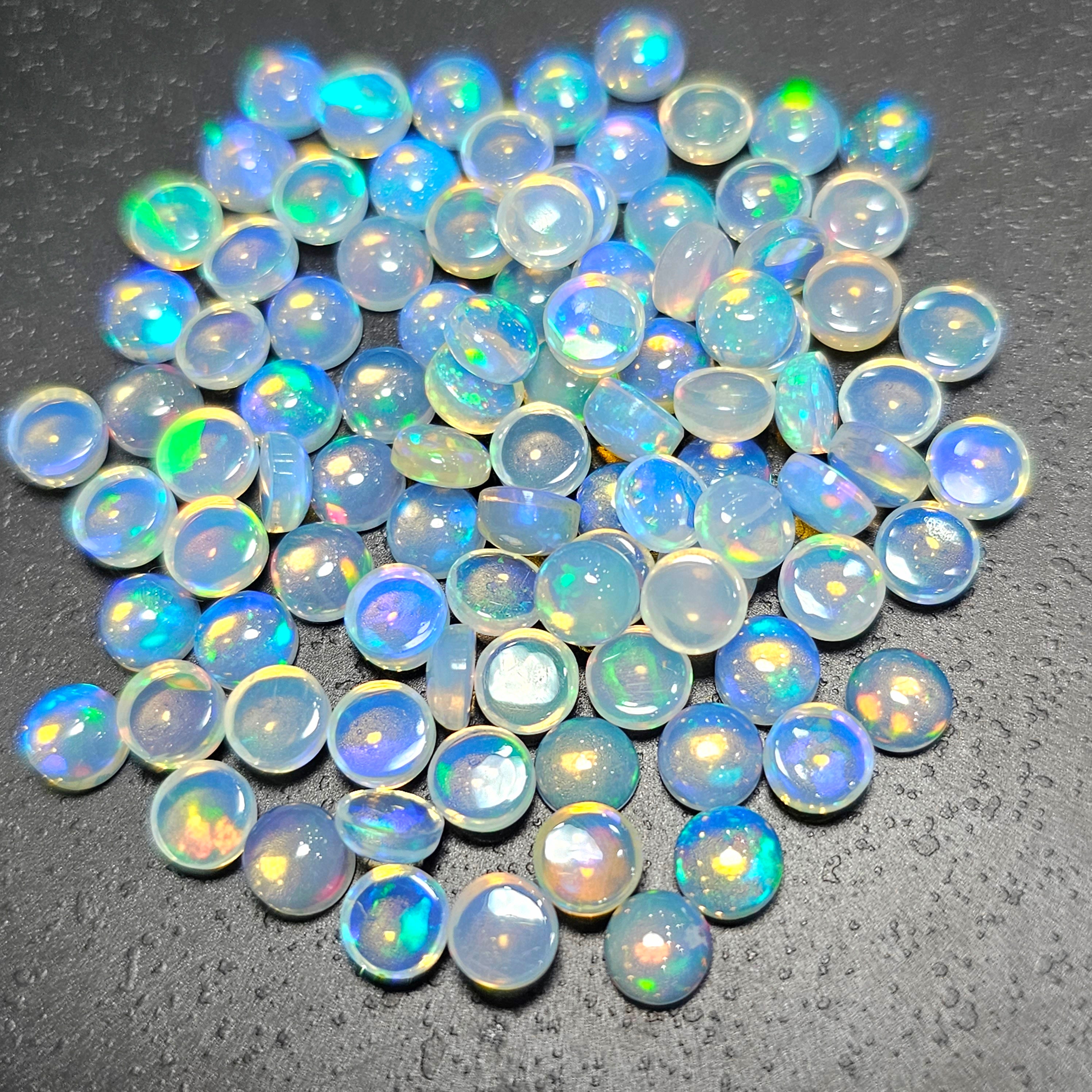 95 pcs Natural Ethiopian Opal  Opal Cabochon Gemstone Round Shape:5mm - The LabradoriteKing