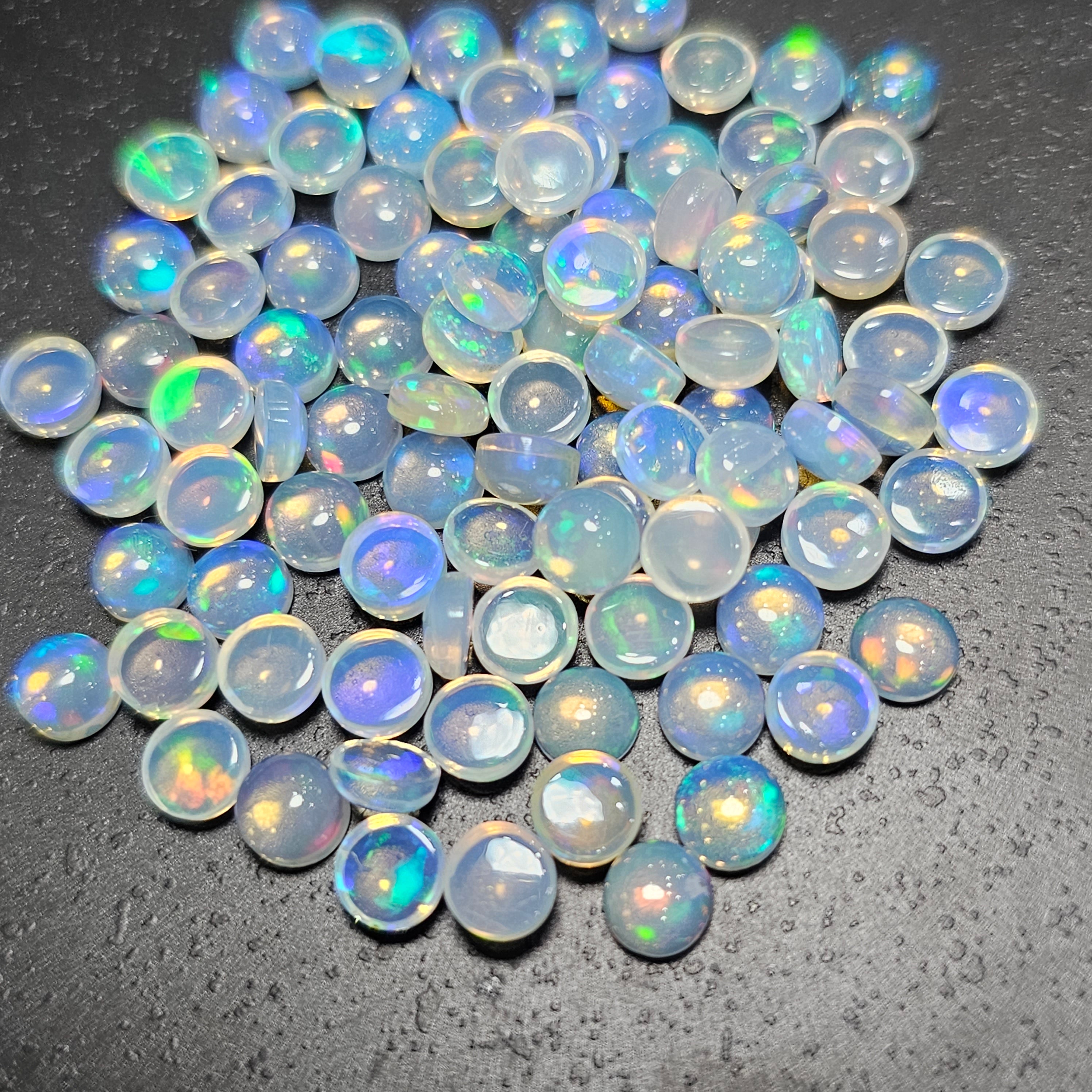 95 pcs Natural Ethiopian Opal  Opal Cabochon Gemstone Round Shape:5mm - The LabradoriteKing