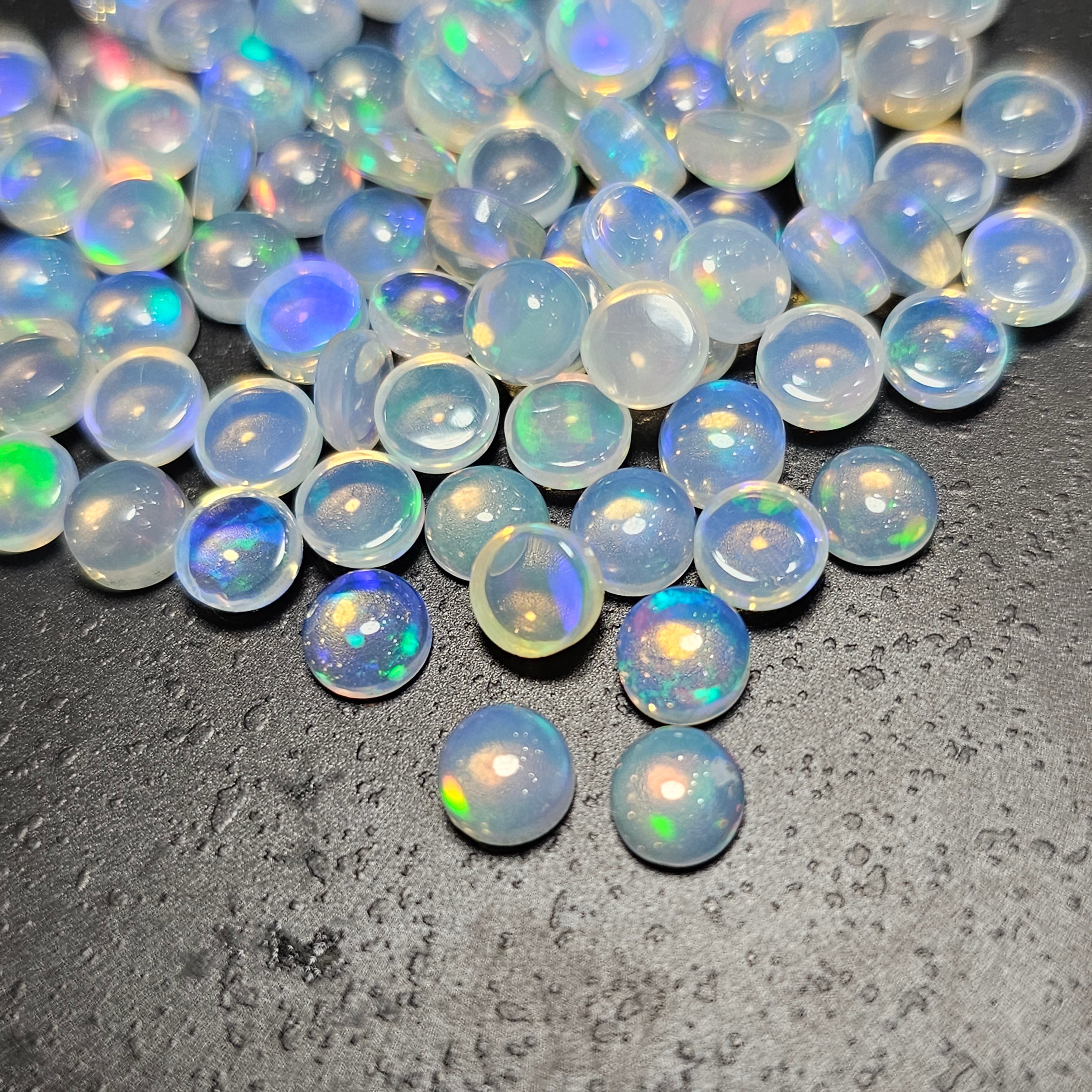 95 pcs Natural Ethiopian Opal  Opal Cabochon Gemstone Round Shape:5mm - The LabradoriteKing