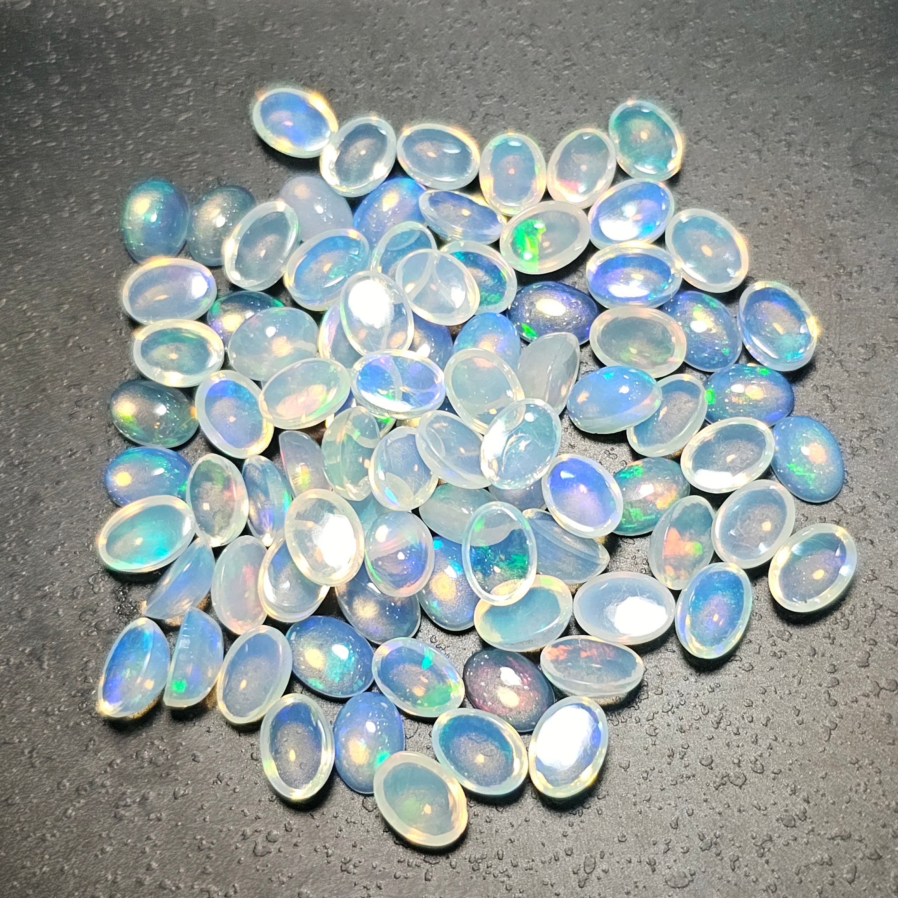 87 pcs Natural Ethiopian Opal Cabochon Gemstone Oval Shape:5-7mm - The LabradoriteKing