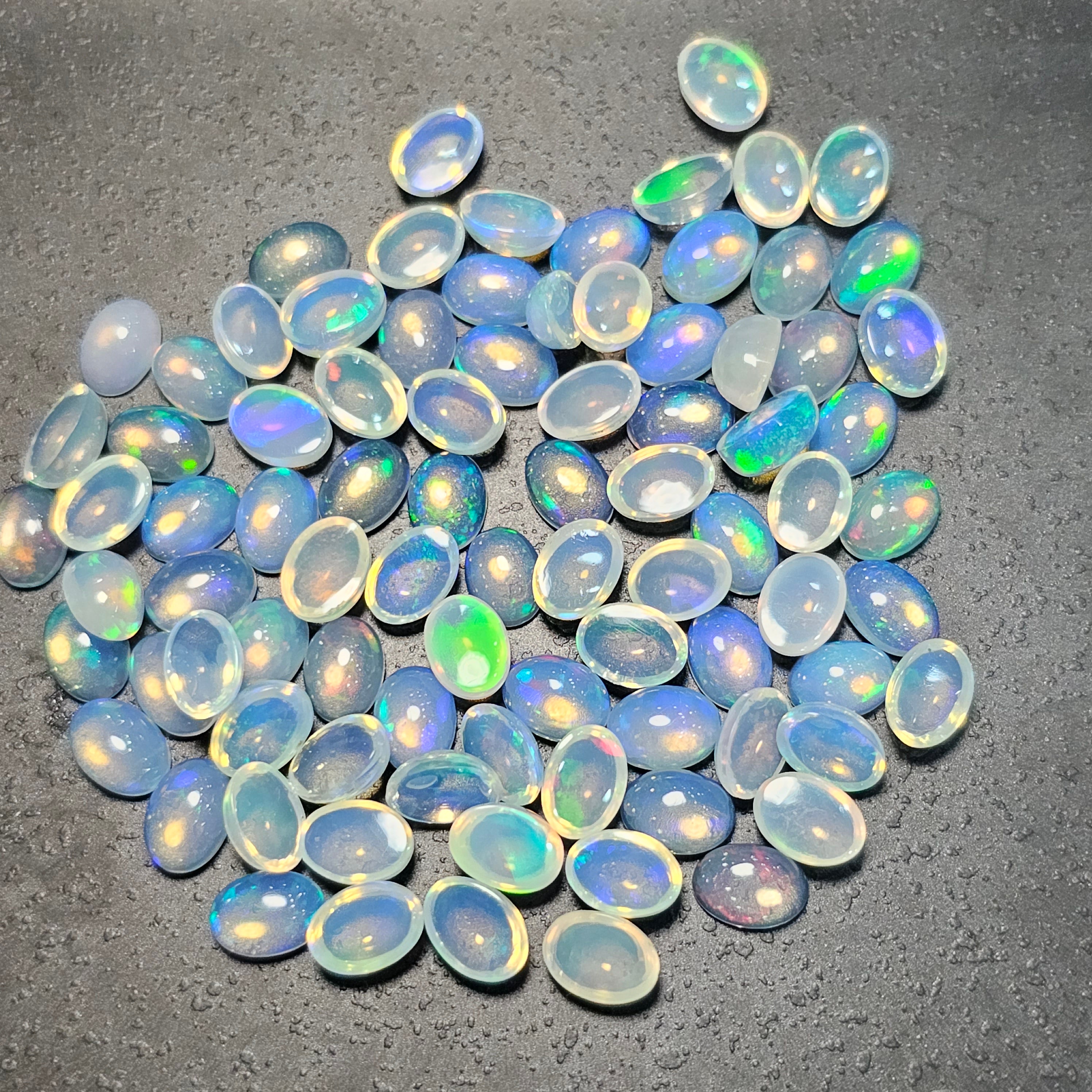 87 pcs Natural Ethiopian Opal Cabochon Gemstone Oval Shape:5-7mm - The LabradoriteKing