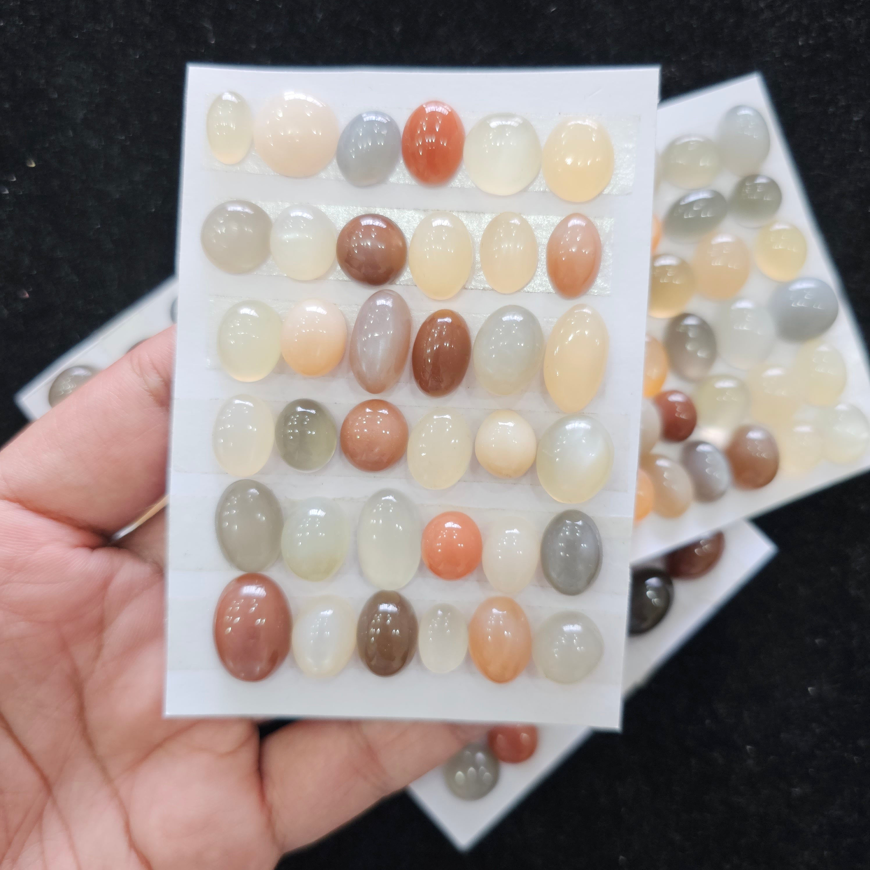 1 Card 36 Pcs Multi Moonstone Cabochon Gemstone Mix Shape 11-18mm - The LabradoriteKing