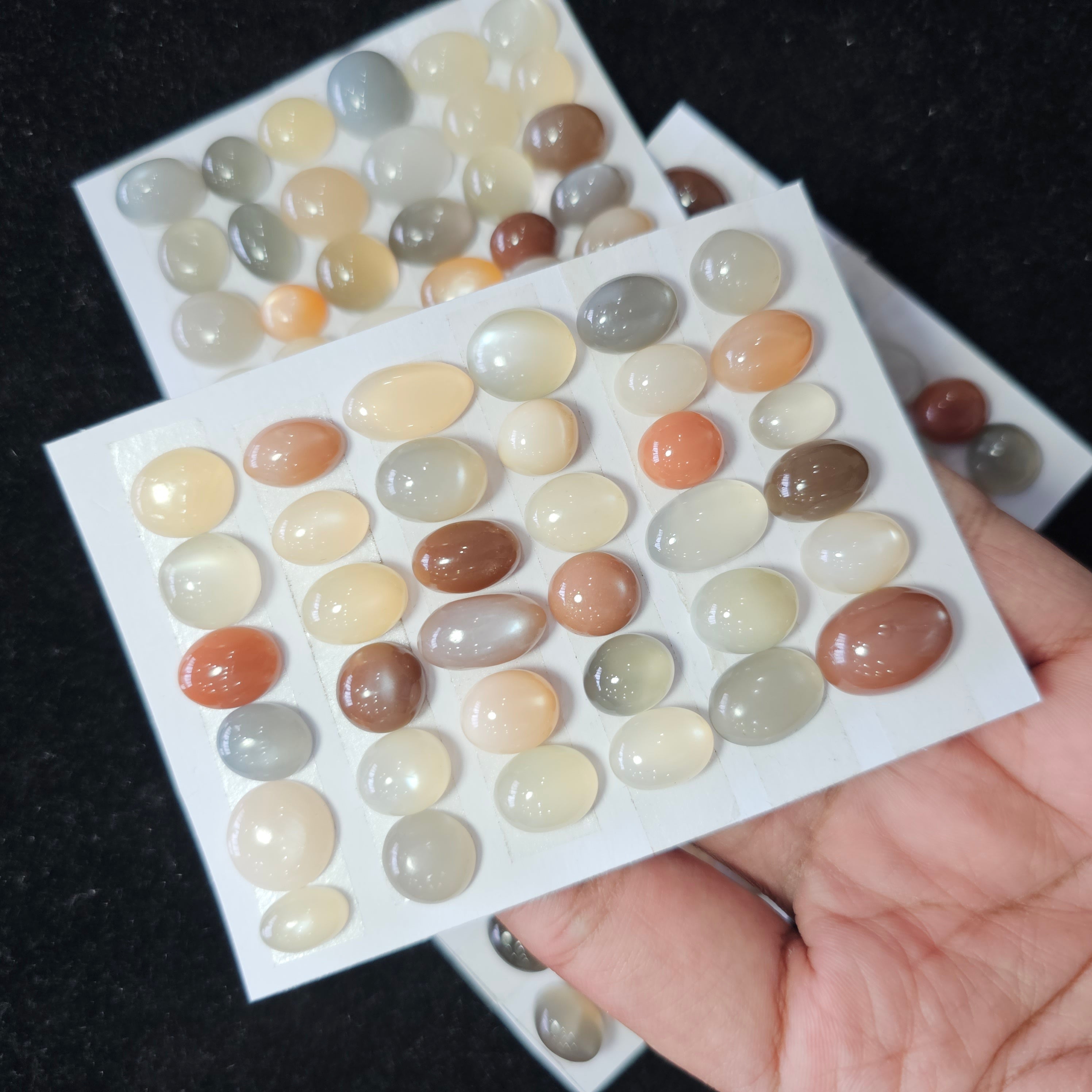 1 Card 36 Pcs Multi Moonstone Cabochon Gemstone Mix Shape 11-18mm - The LabradoriteKing