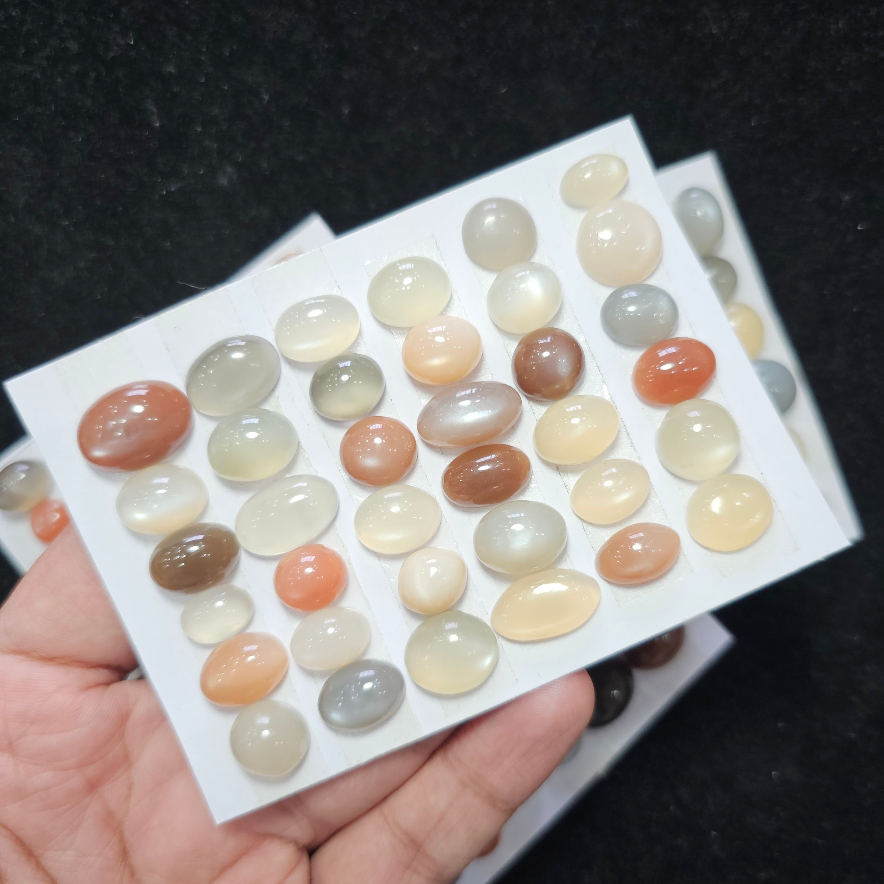 1 Card 36 Pcs Multi Moonstone Cabochon Gemstone Mix Shape 11-18mm - The LabradoriteKing