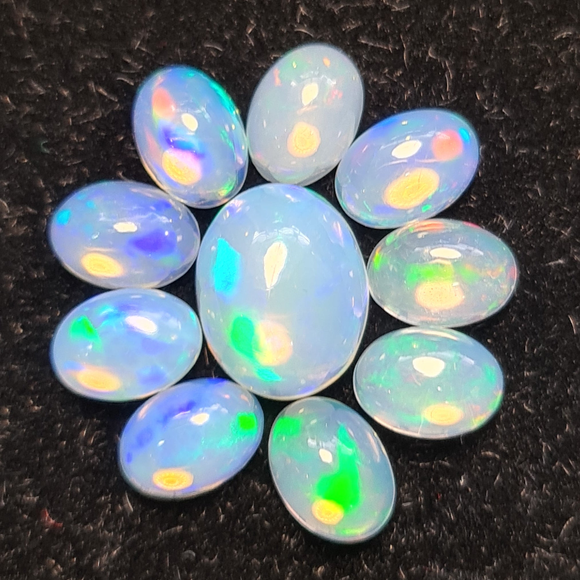 10 Pcs Natural Ethiopian Opal  Cabochon Gemstone Oval Shape:7-10mm - The LabradoriteKing